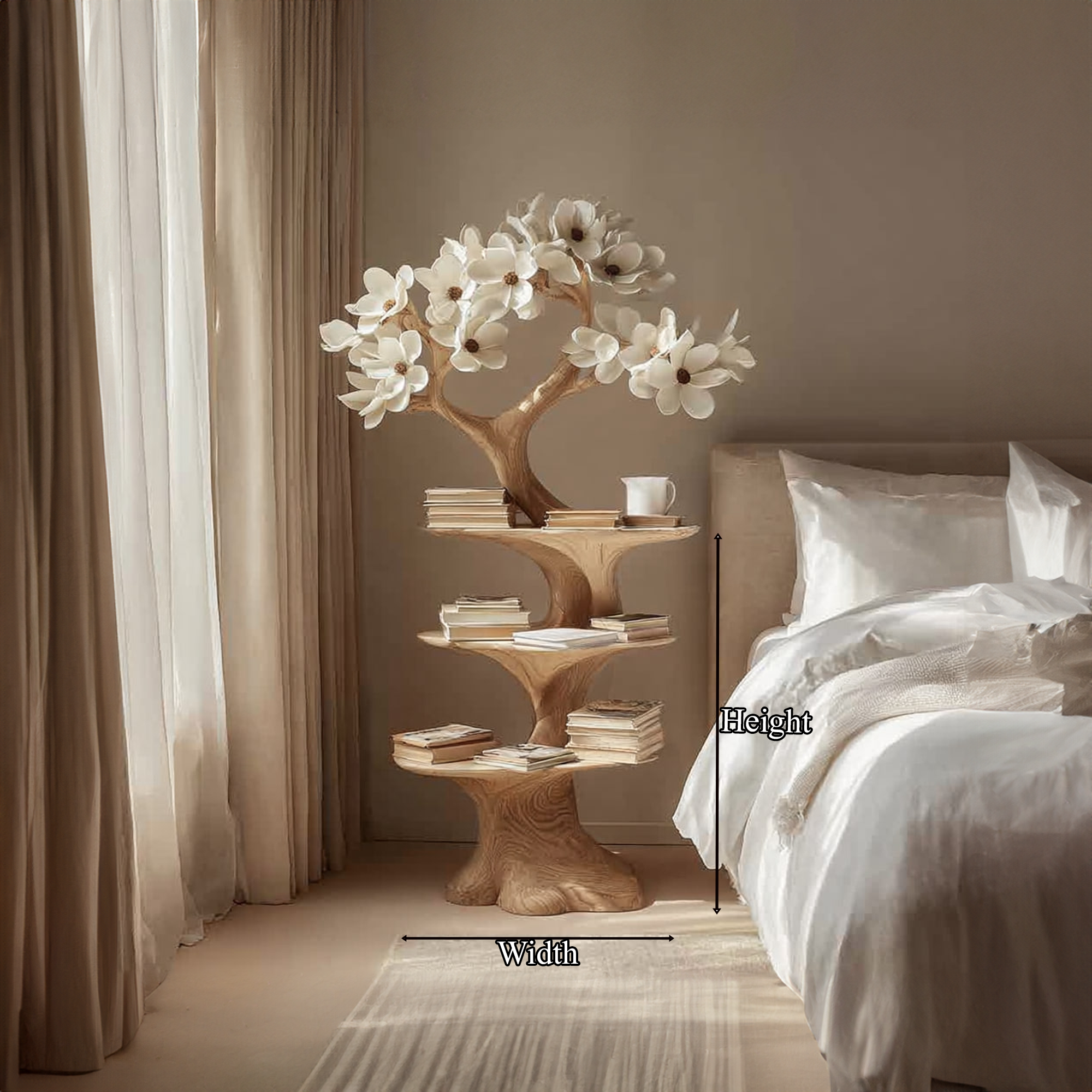 Rustic Tree Bedside Table Bedroom SINLKIBT063