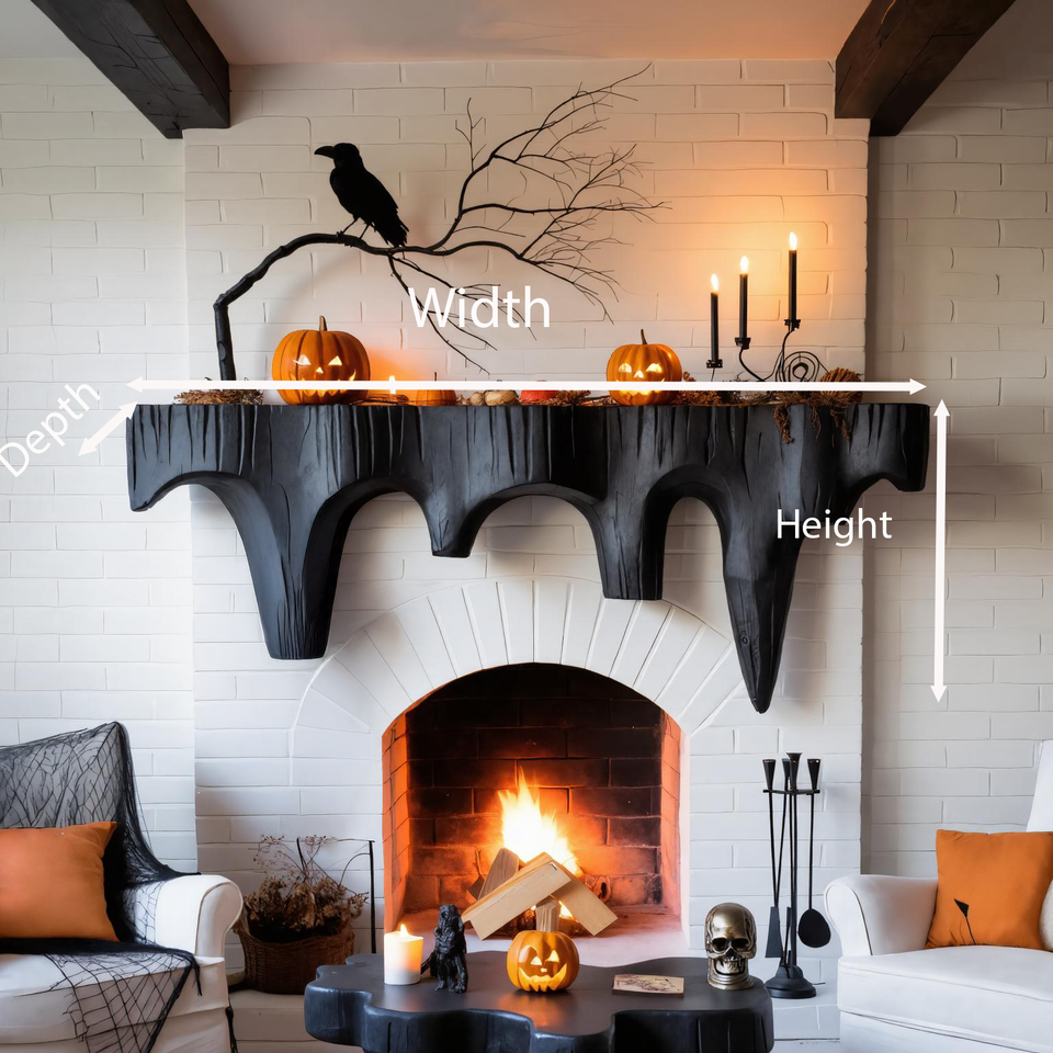 Rustic Halloween Fireplace Mantel With Dripping Edge Design For Living Room SITHTTHW001