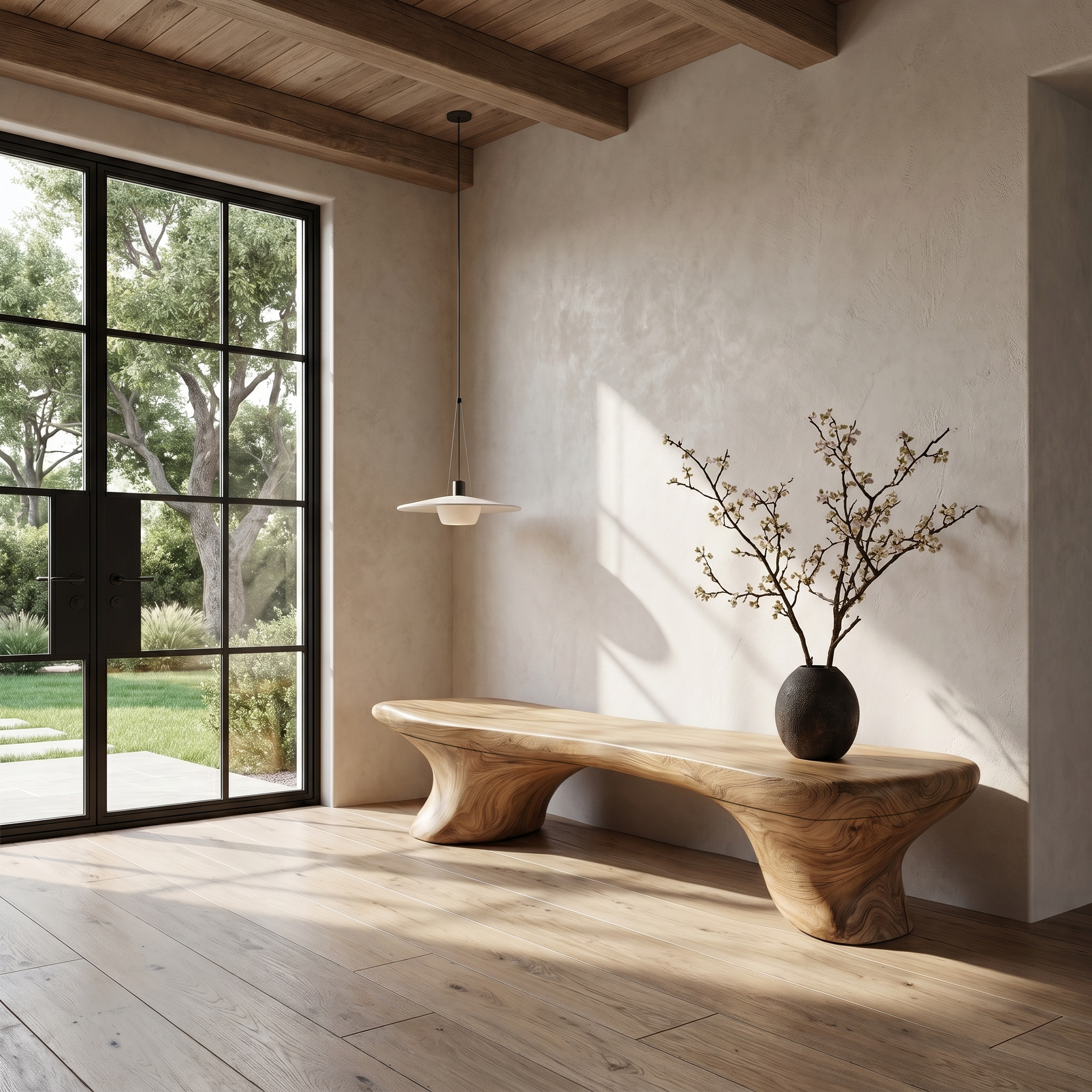 Organic Bench Natural Wood Accent Seating For Home SINLHARS129