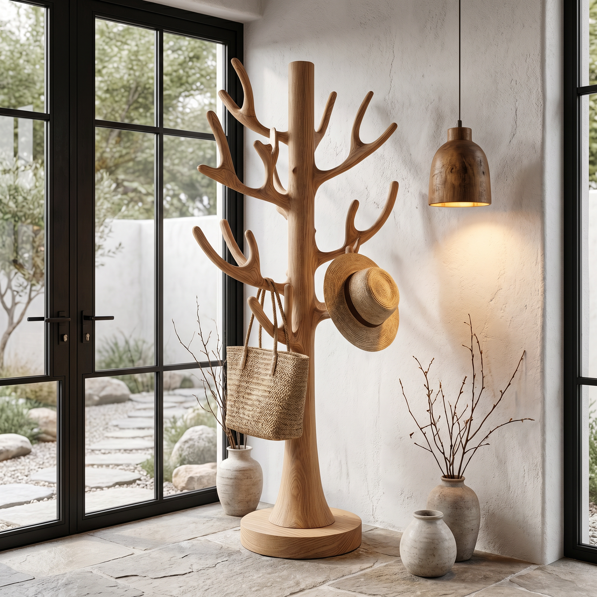 Tree Inspired Standing Coat Rack With Multiple Branch Hooks For Entryway SINLHATCR117