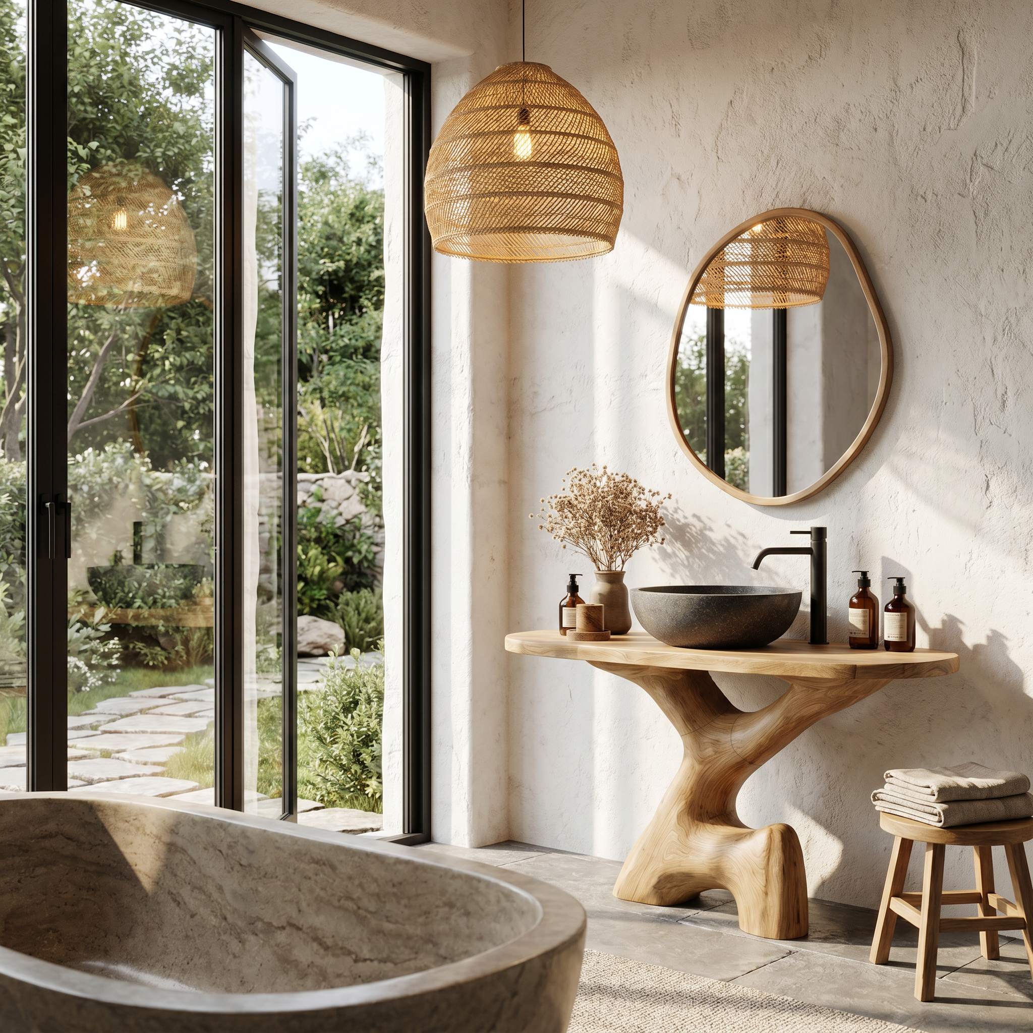 Contemporary Sculptural Bathroom Vanity Freestanding Sink Console SINLHABRV330