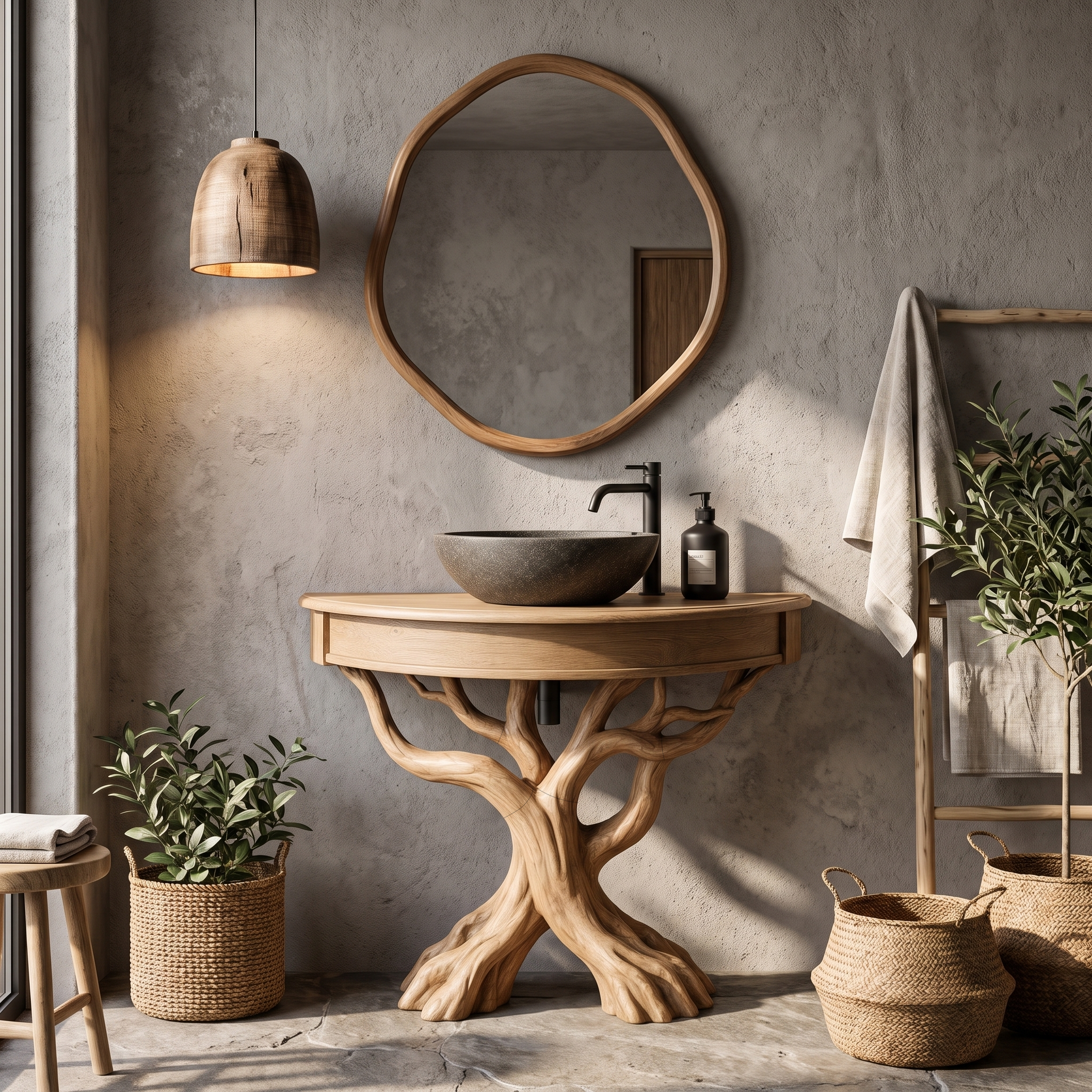 Tree Bathroom Vanity With Floating Countertop And Display Shelves For Bathroom SINLHABRV325