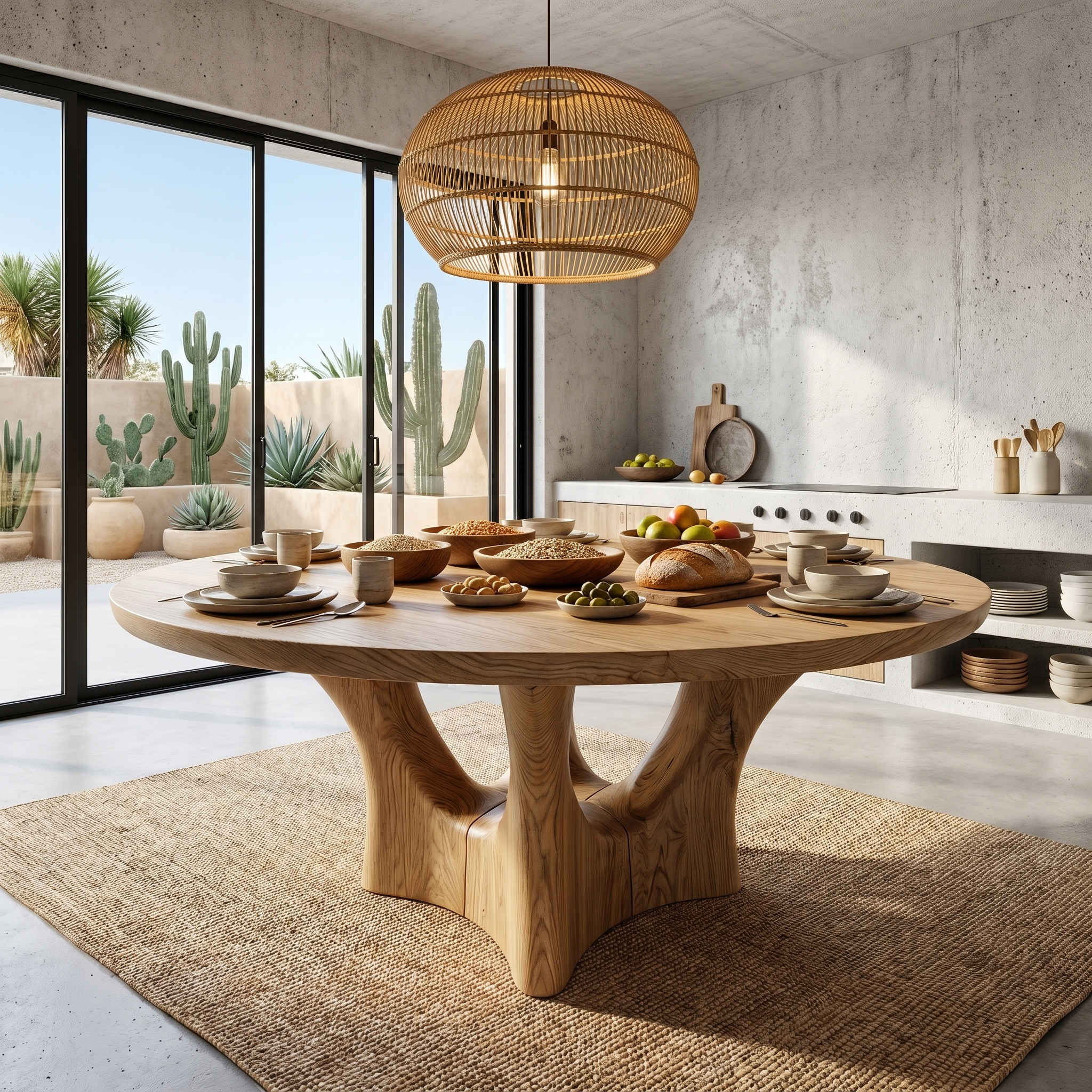 Contemporary Round Dining Table With Smooth Curved Base For Dining Room SINLHADT182