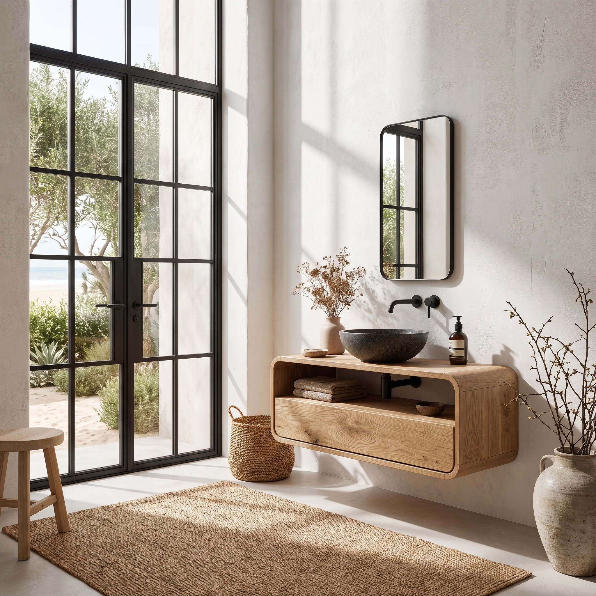 Rustic Floating Bathroom Vanity With Built In Storage Drawer For Bathroom SINLHABRV317