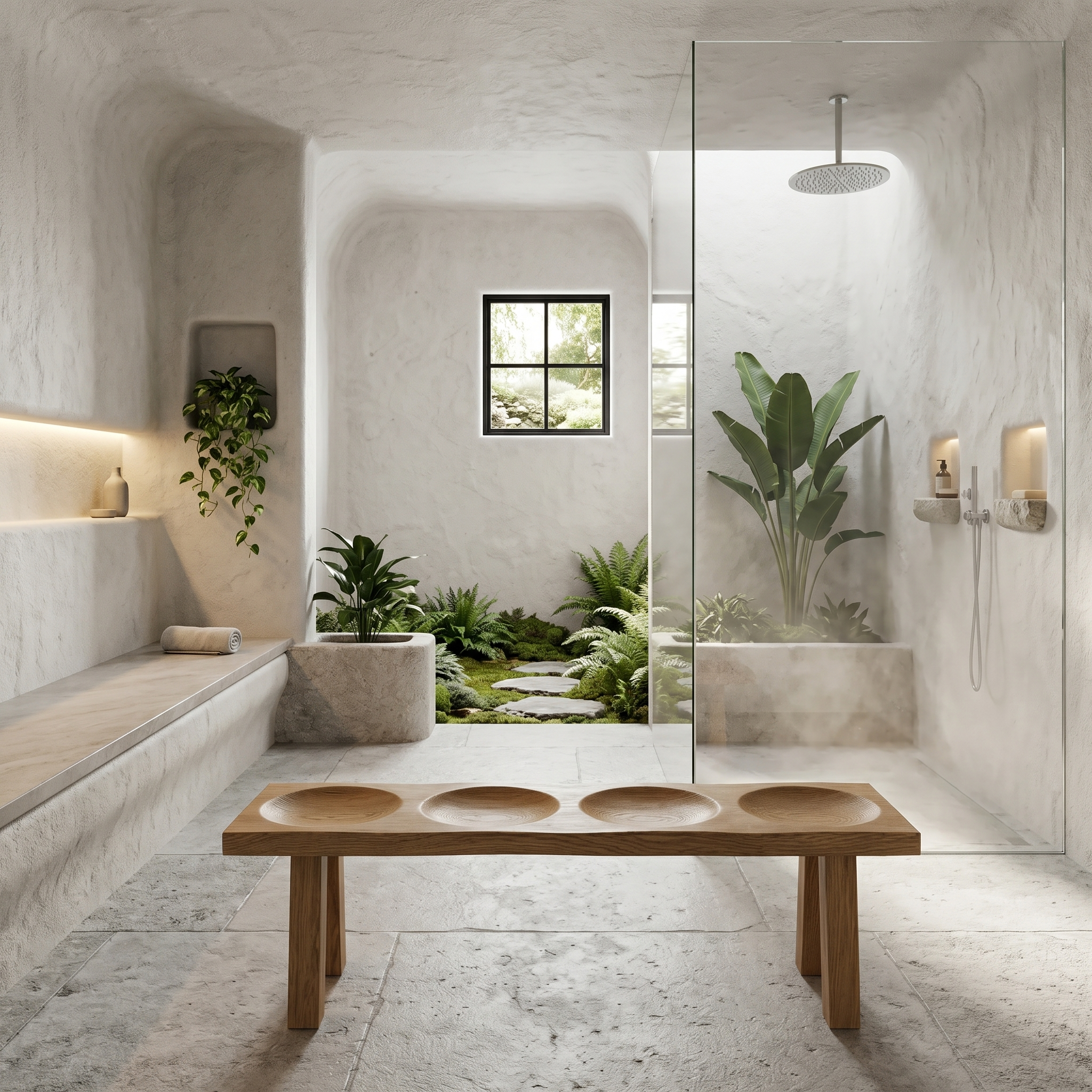 Modern Organic Shower Bench With Handcrafted Wood Construction For Bathroom SINLHARS121