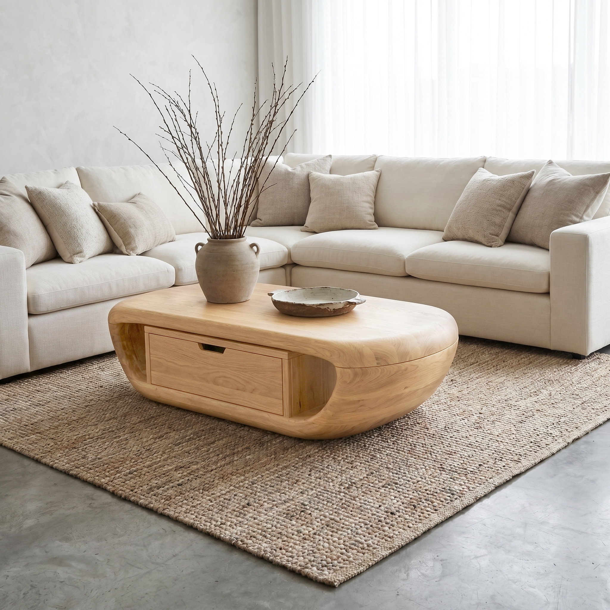 Modern Coffee Table With Built In Storage Shelf For Living Room SINLHACF369