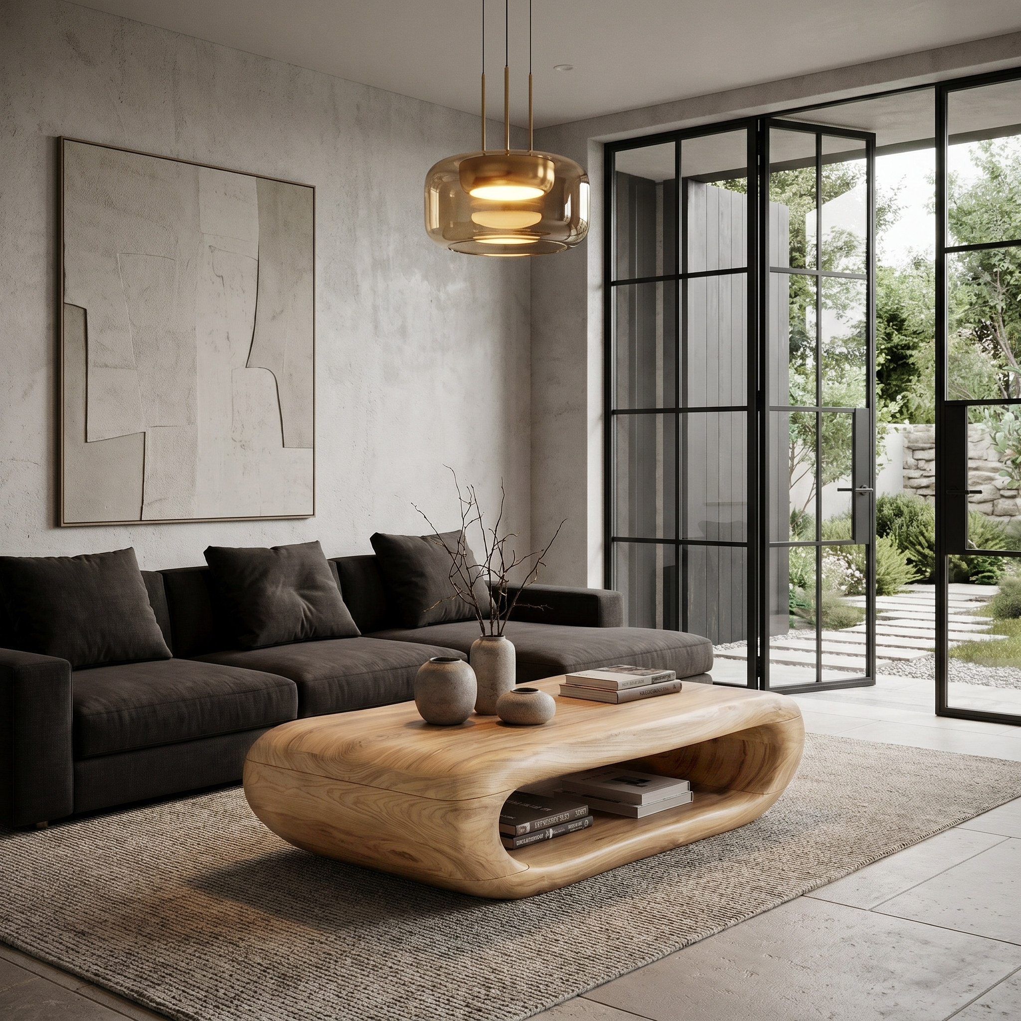 Organic Coffee Table With Open Storage For Living Room SINLHACF372
