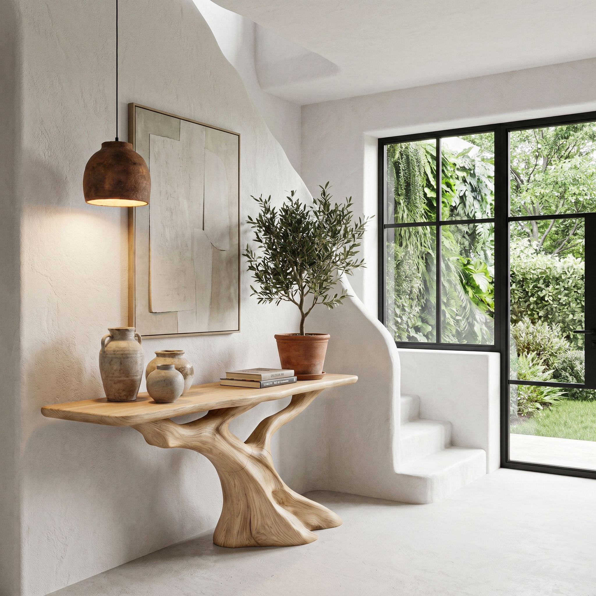 Nature Inspired Console Table With Tree Root Base For Entryway And Living Room SINLHACS584