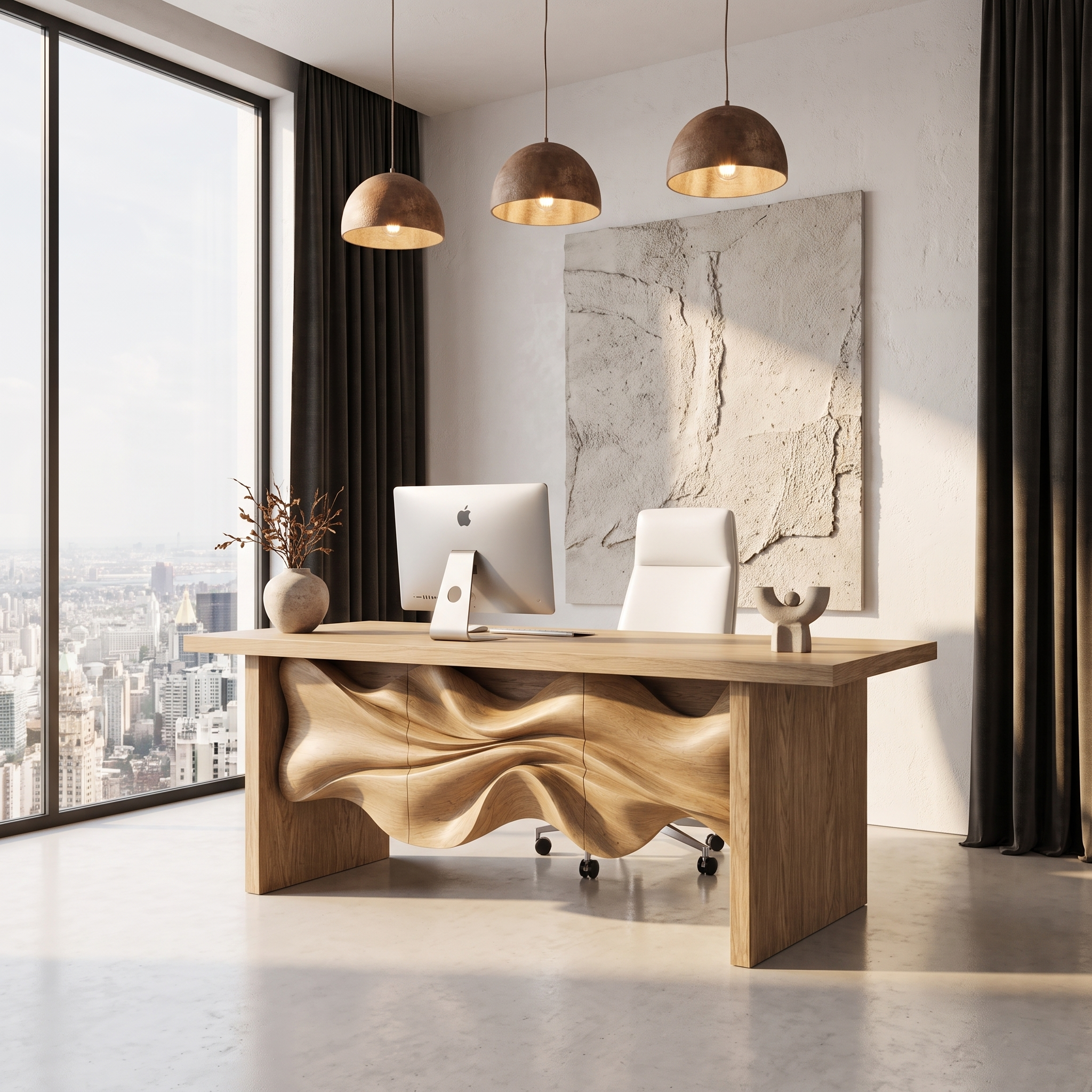 Minimalist Writing Desk Handcrafted Storage Design For Home Office SINLHADE167