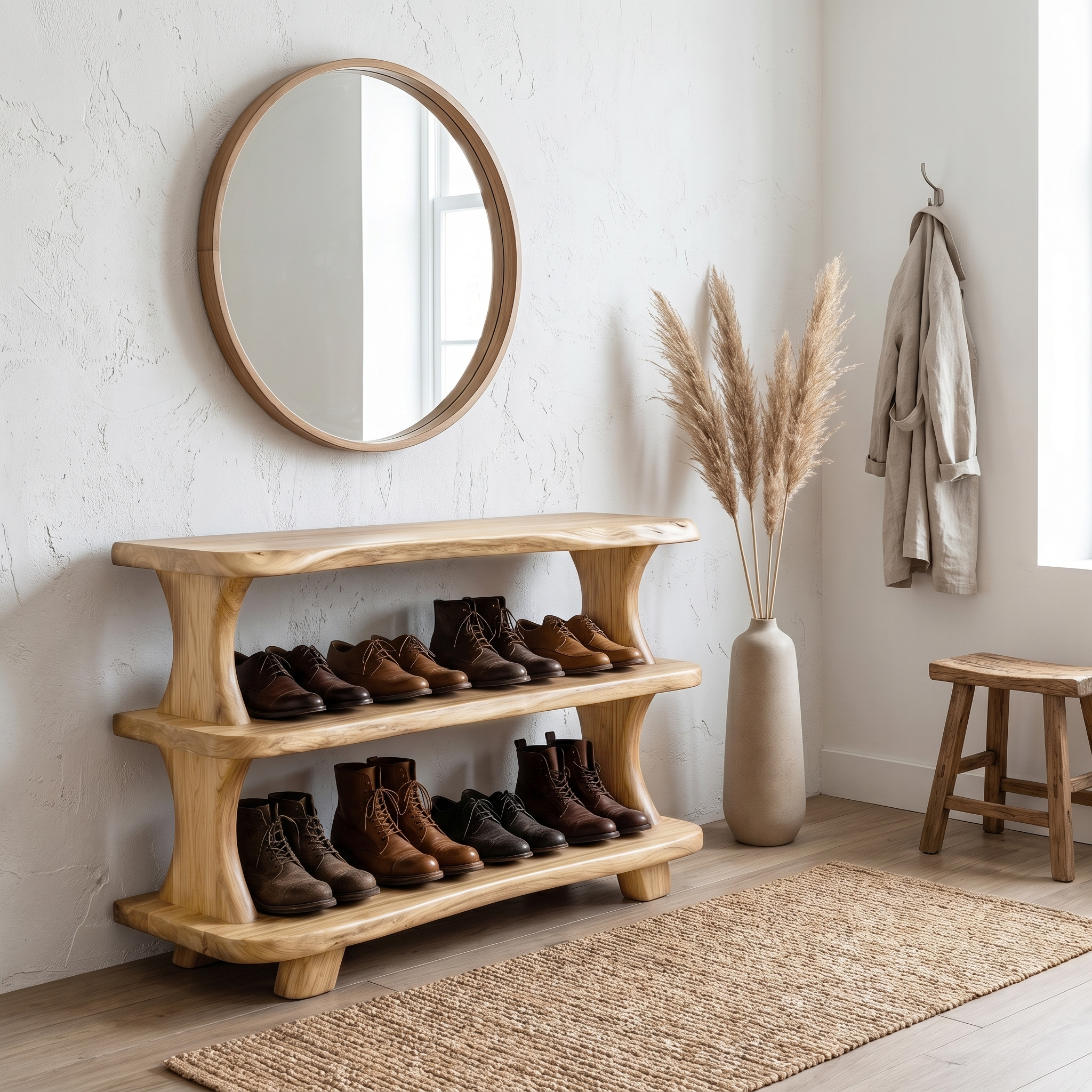 Modern Shoe Rack Sculptural Storage Design For Entryway SINLHASB095