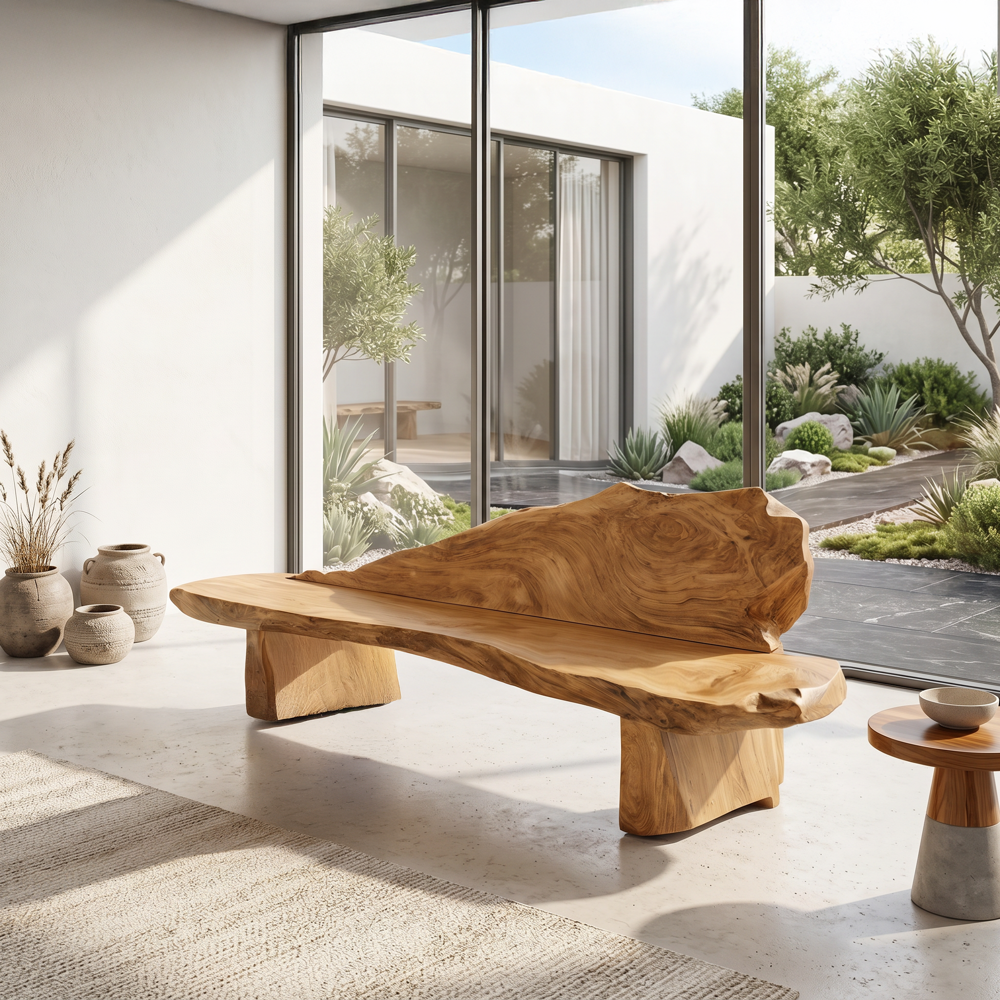 Rustic Hallway Bench With Natural Live Edge For Hallway And Foyer SINLHABEN139