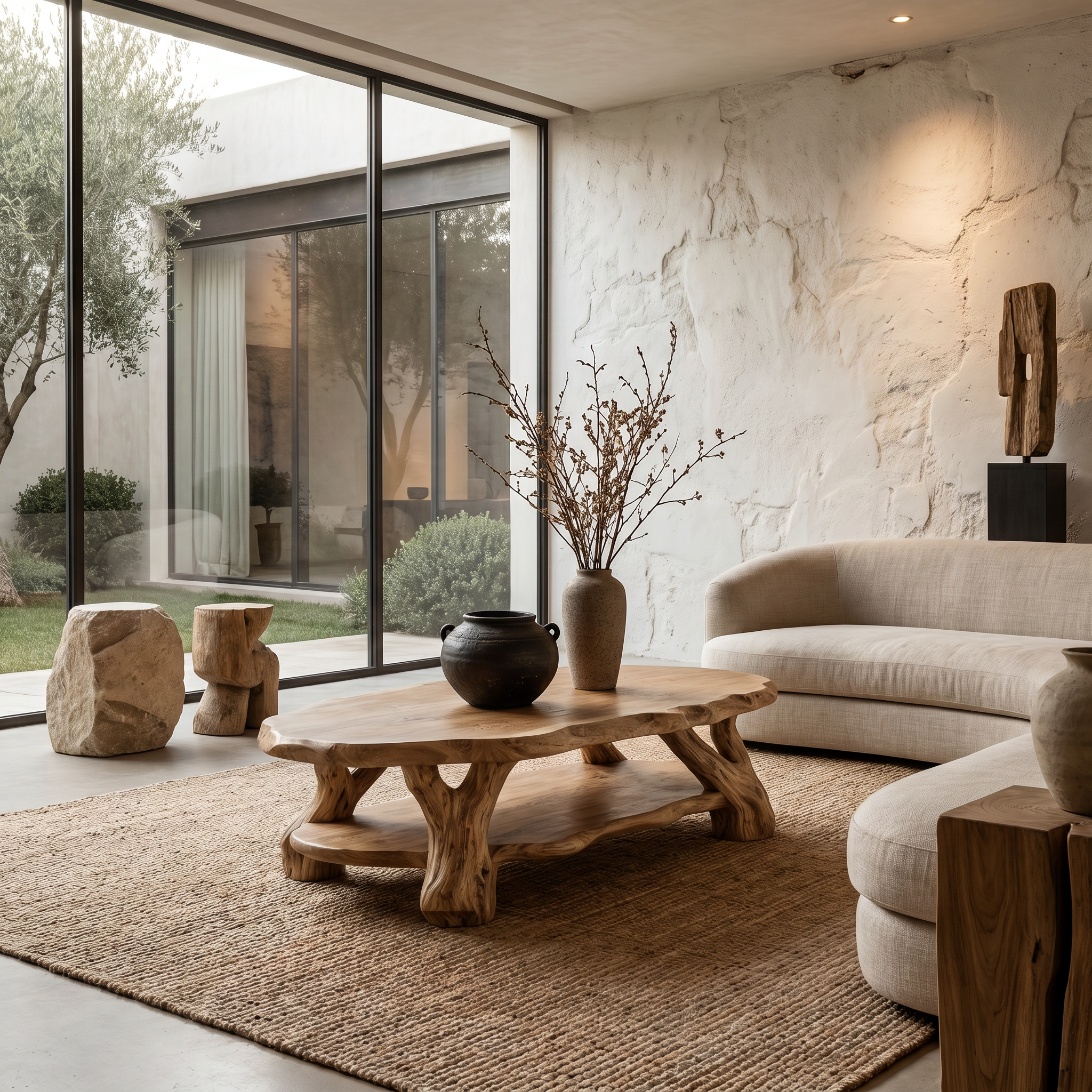 Nature Inspired Coffee Table With Sculptural Root Wood Design For Living Room SINLHACF390