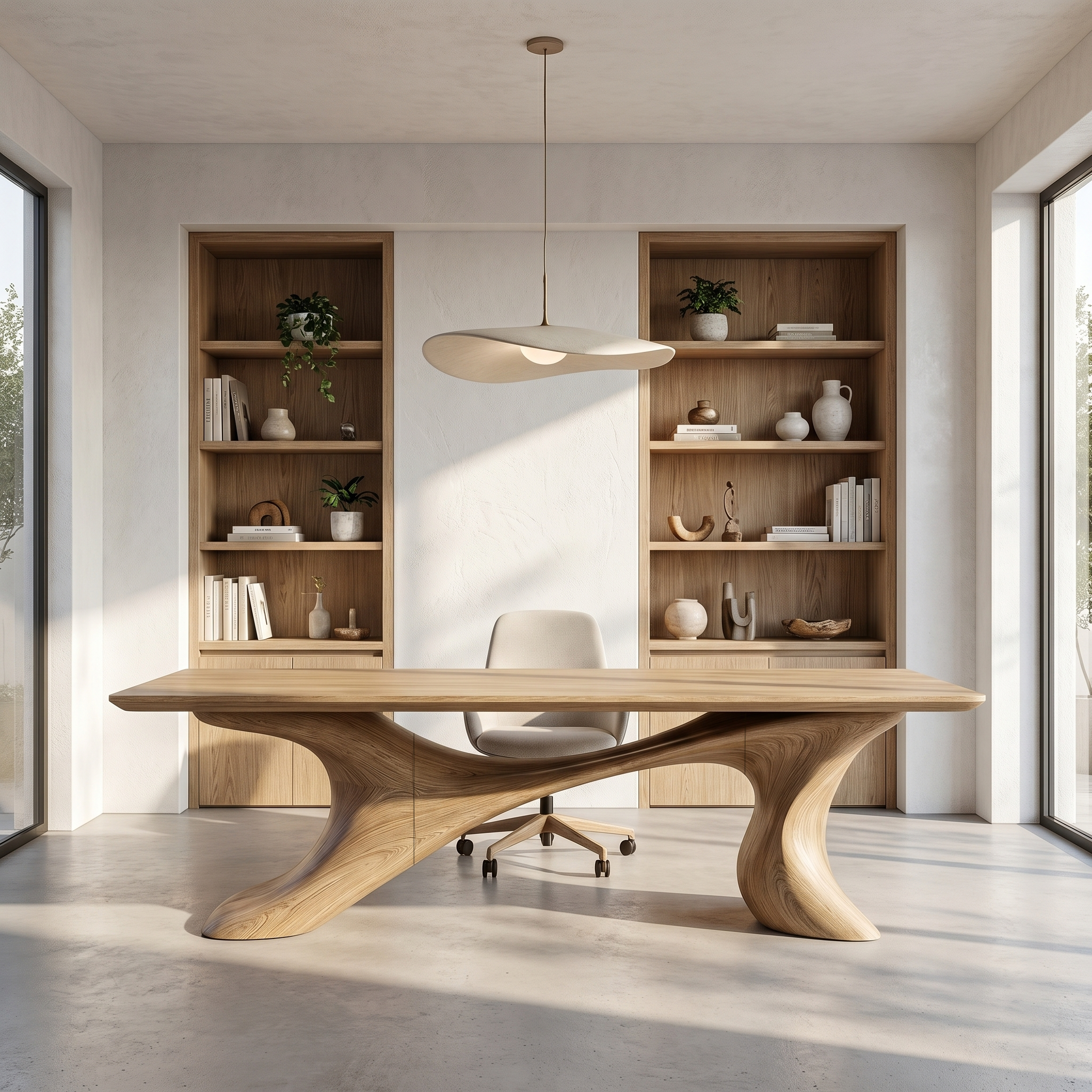 Sculptural Office Desk Organic Modern Furniture For Executive Workspace SINLHADK142