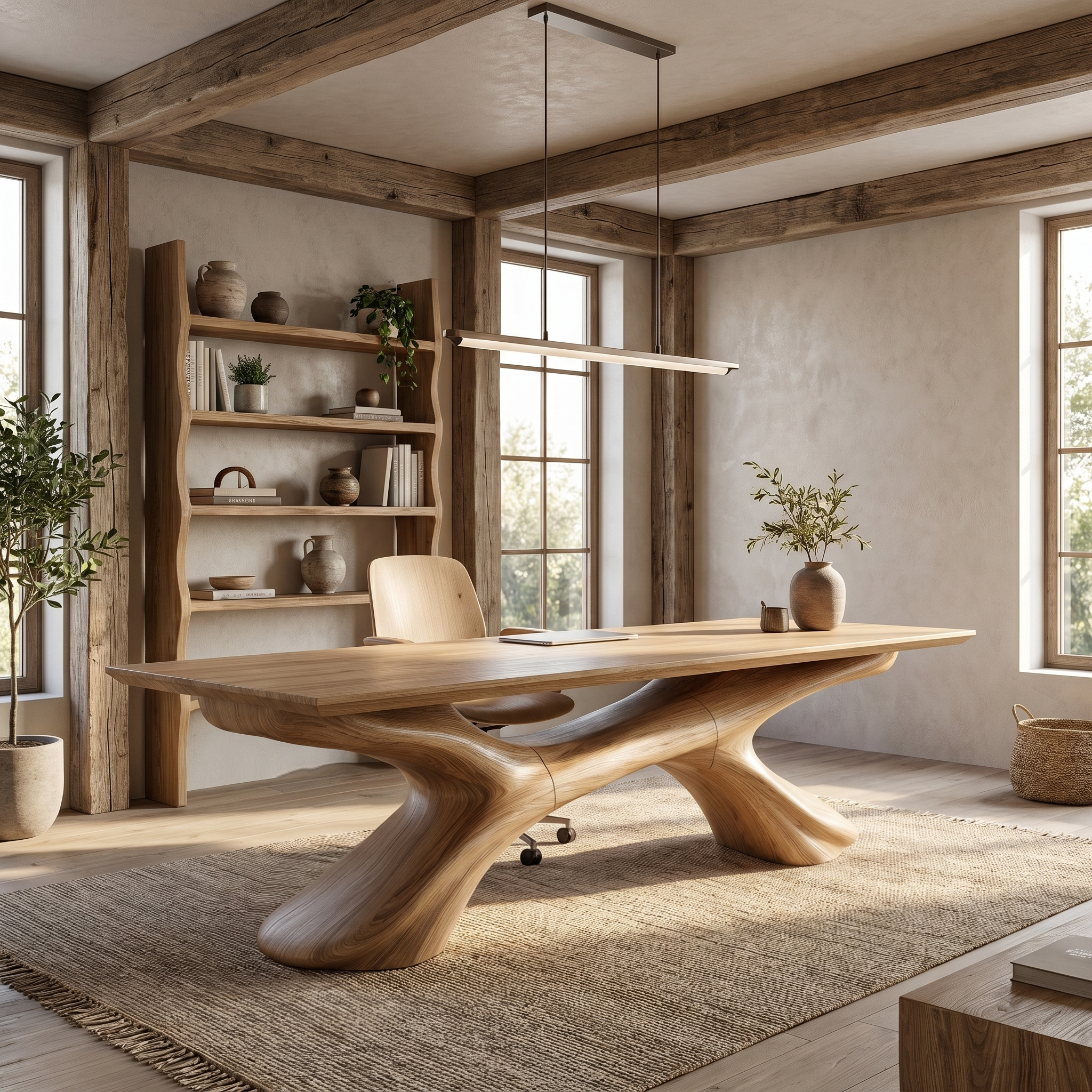 Modern Executive Desk Sculptural Design For Home Office Workspace SINLHADK143