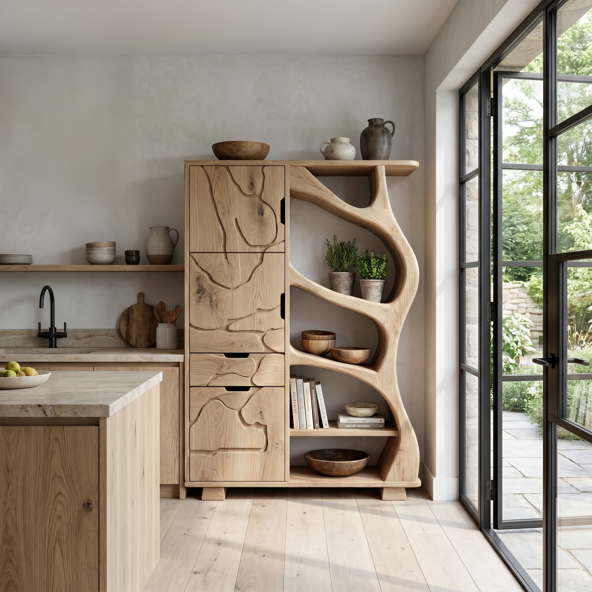 Nature Inspired Entryway Cabinet Organic Storage Design SINLHASC534