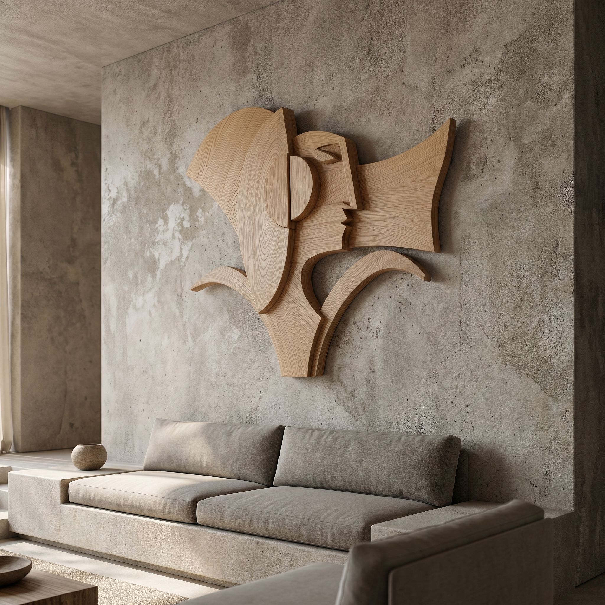 Abstract Geometric Wooden Wall Decor Panel For Living Room And Bedroom SINLHAWD074