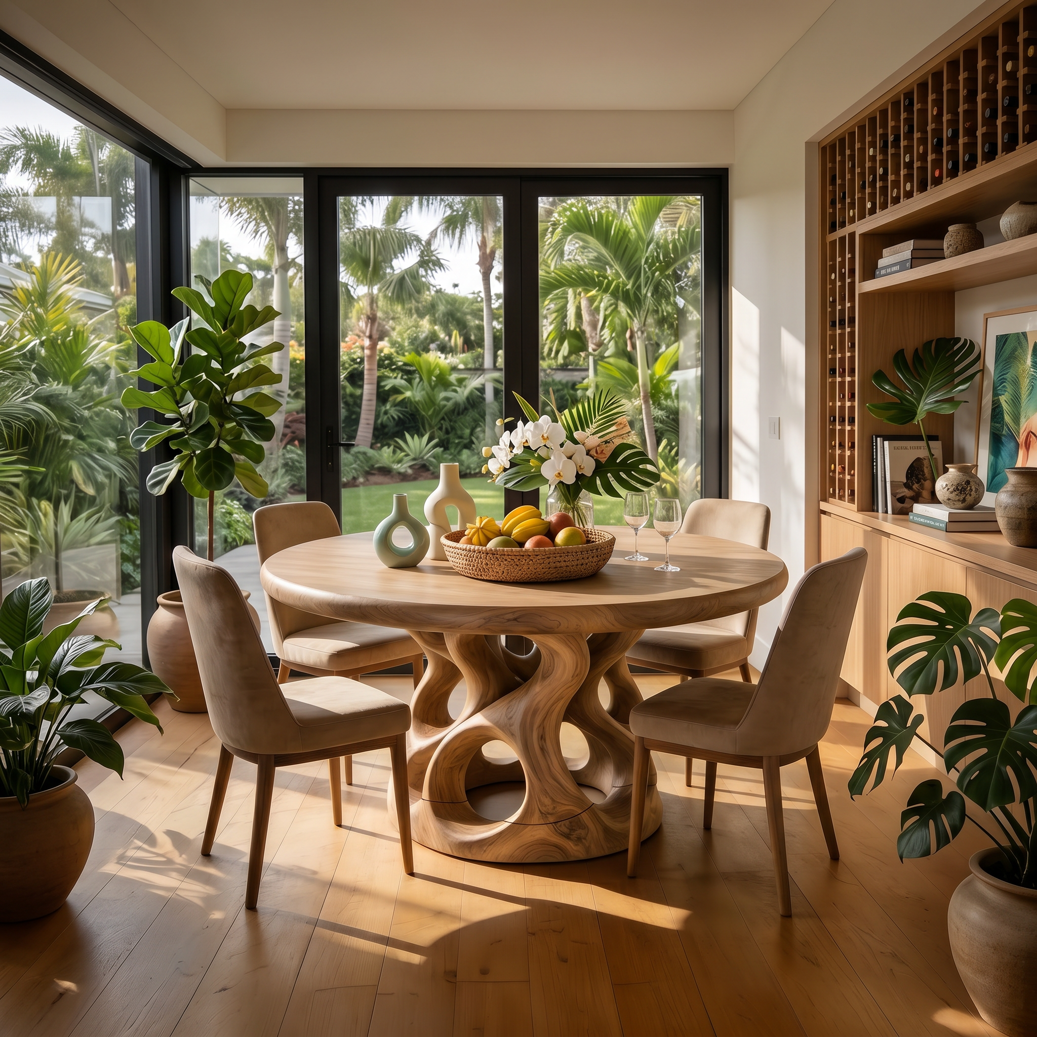 Sculptural Round Kitchen Table For Garden View Room SILDTTRDN065