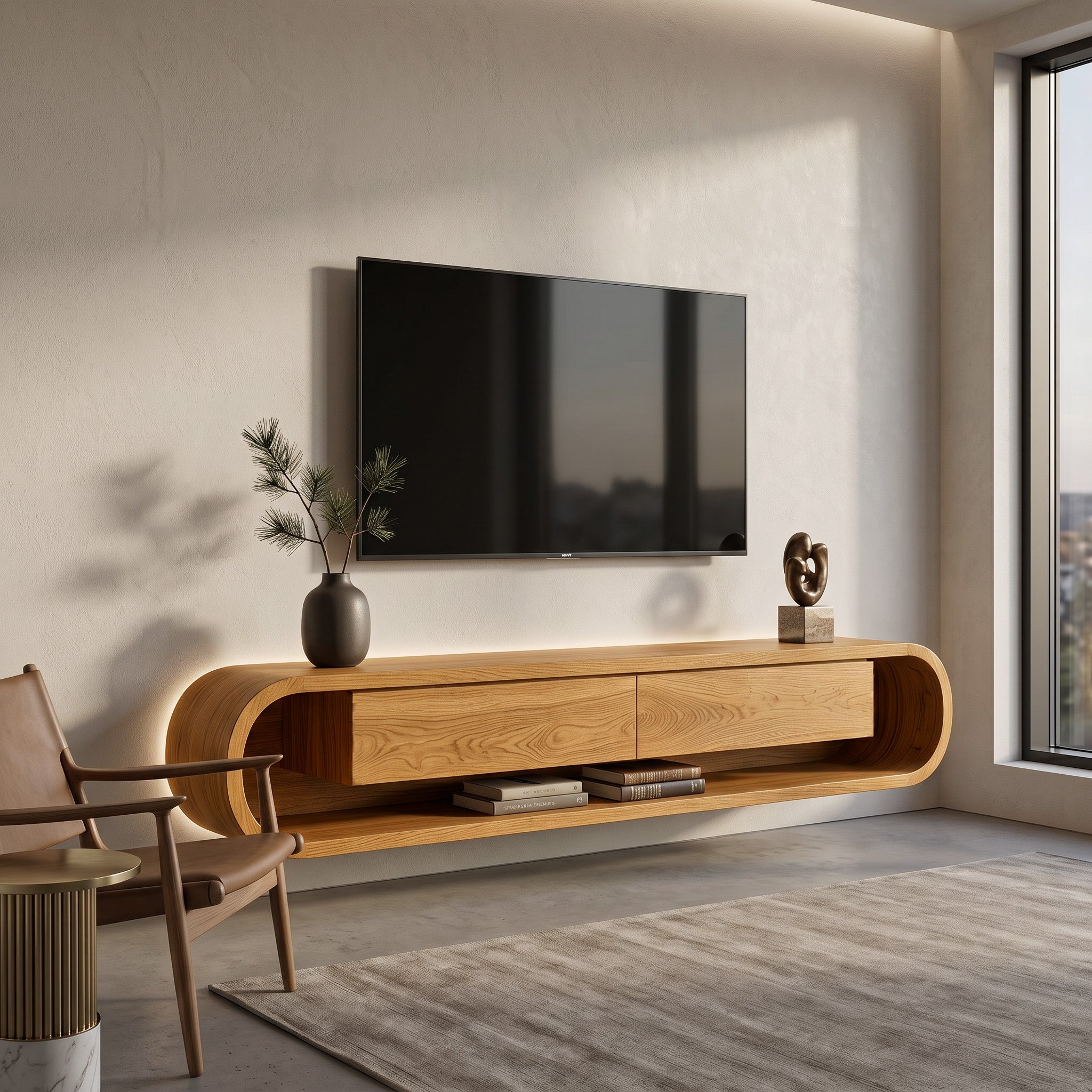 Organic Floating Sculptural TV Console For Living Room RTTHHNTVC113