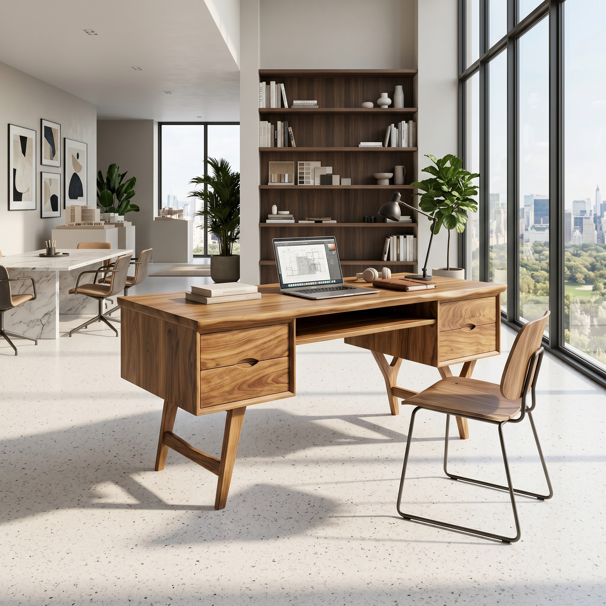 Mid Century Executive Desk Modern Workspace SILDTTRDE028