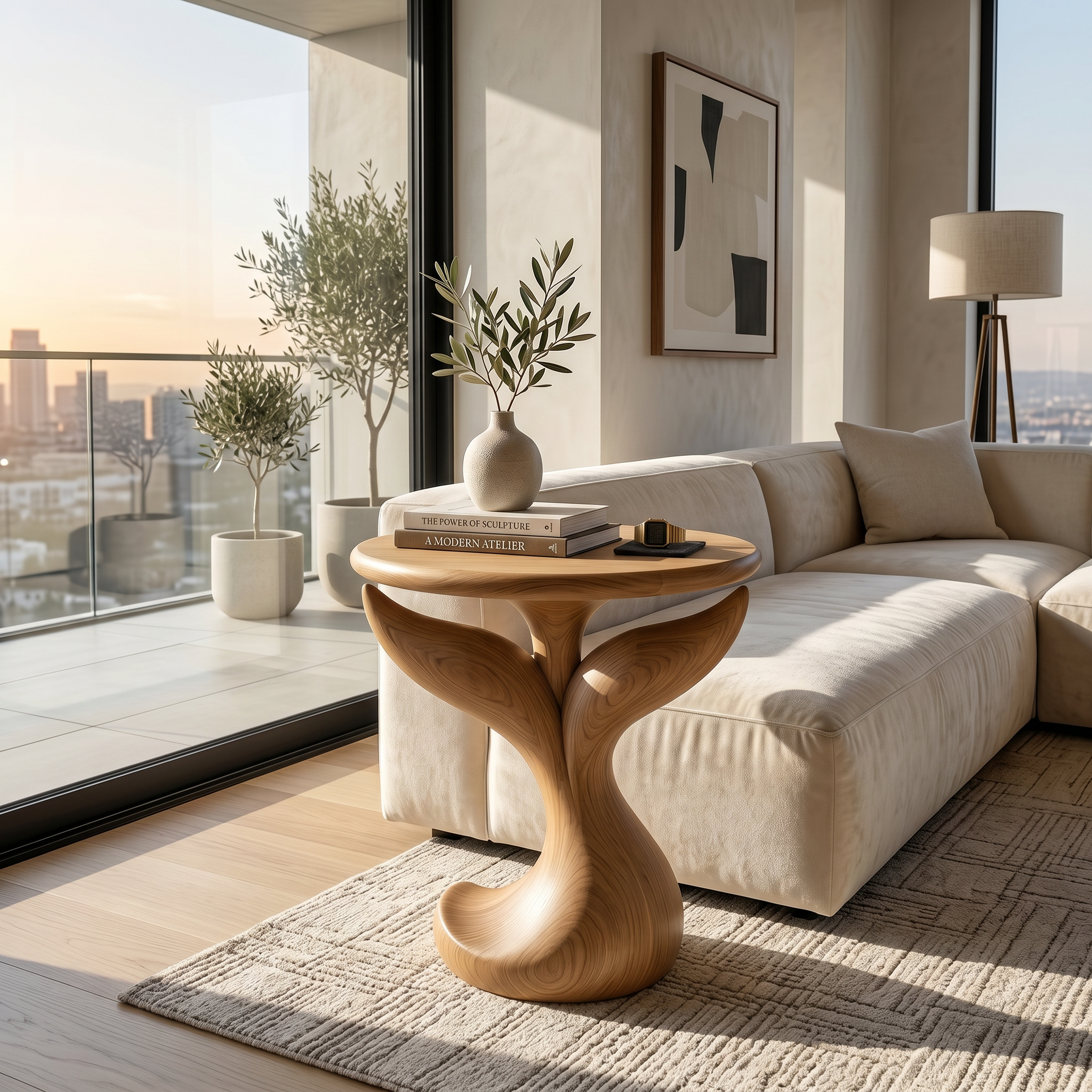 Biomorphic Leaf Side Table Entertainment Lounge SILDTTRSTA036