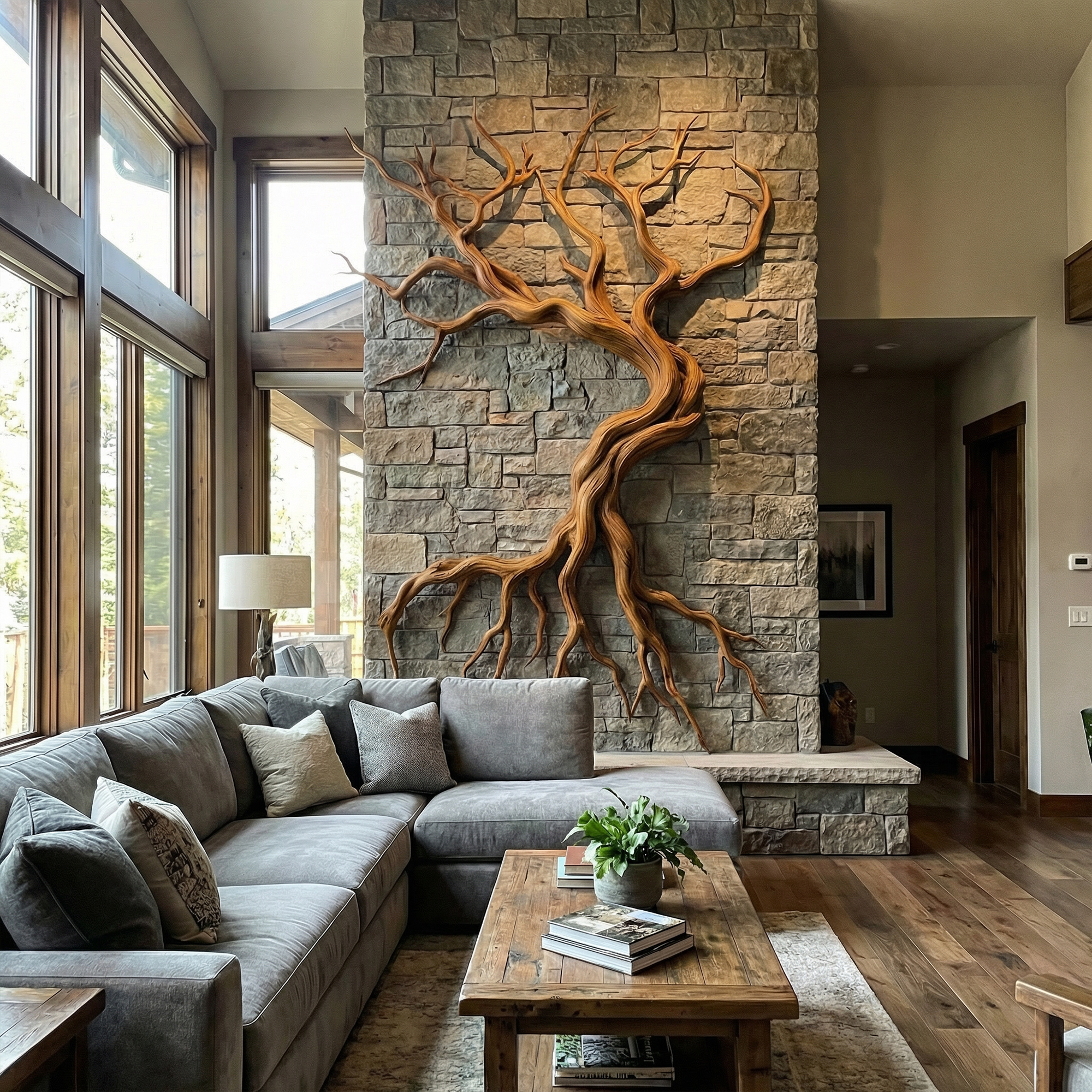 Modern Tree Branch Sculpture Wall Decor Living Room SINLKIWD058