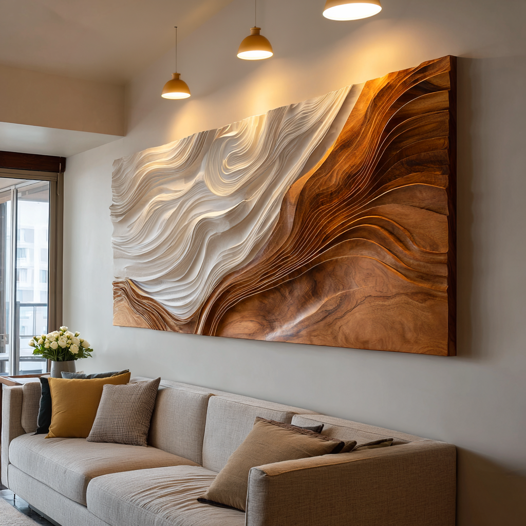 Contemporary Wooden Wave Wall Art For Wall Decor RTTHTTWA119