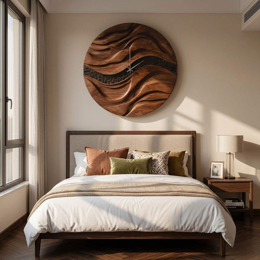 Organic Wooden Wall Clock For Living Room Decor RTTHHNWAC023