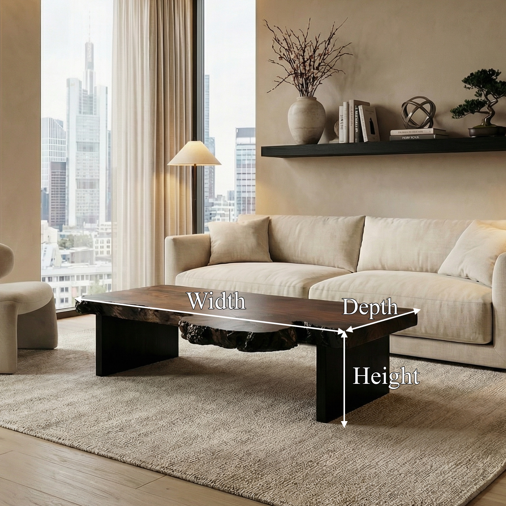 Modern Rustic Solid Wood Coffee Table For Living Room SINLSACF349