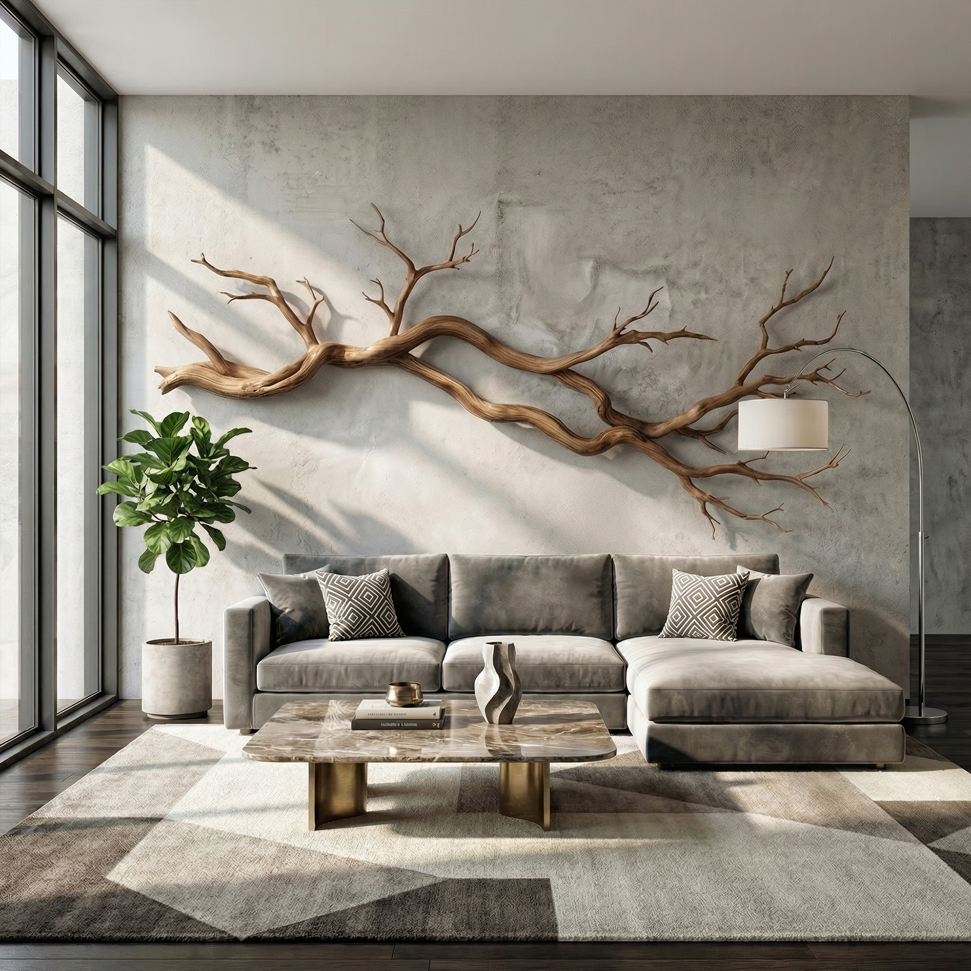 Wabi Sabi Horizontal Branch Wall Sculpture Living Room SINLKIWD061