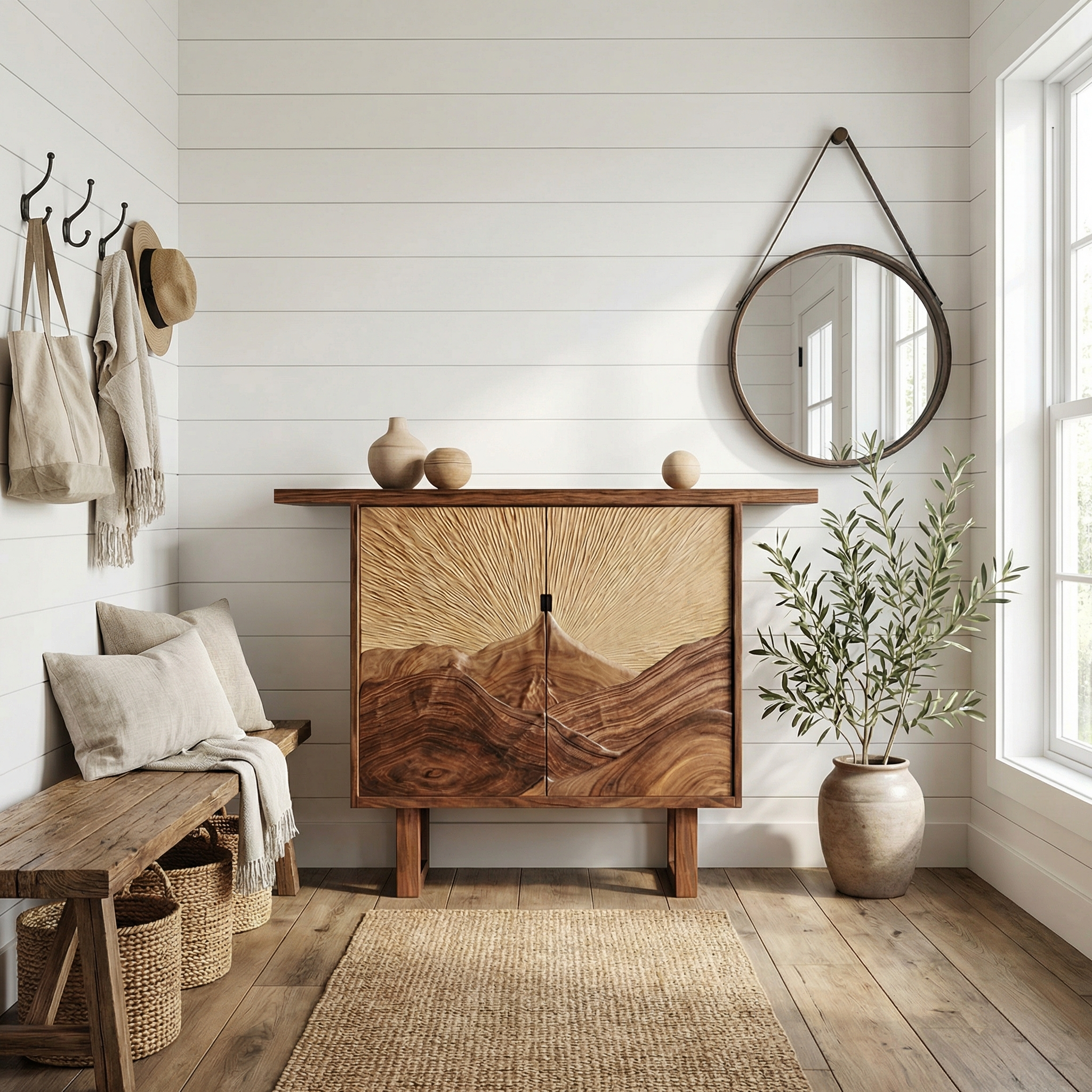 Rustic Mountain Relief Sideboard For Dining Room And Apartment SINLSASC478