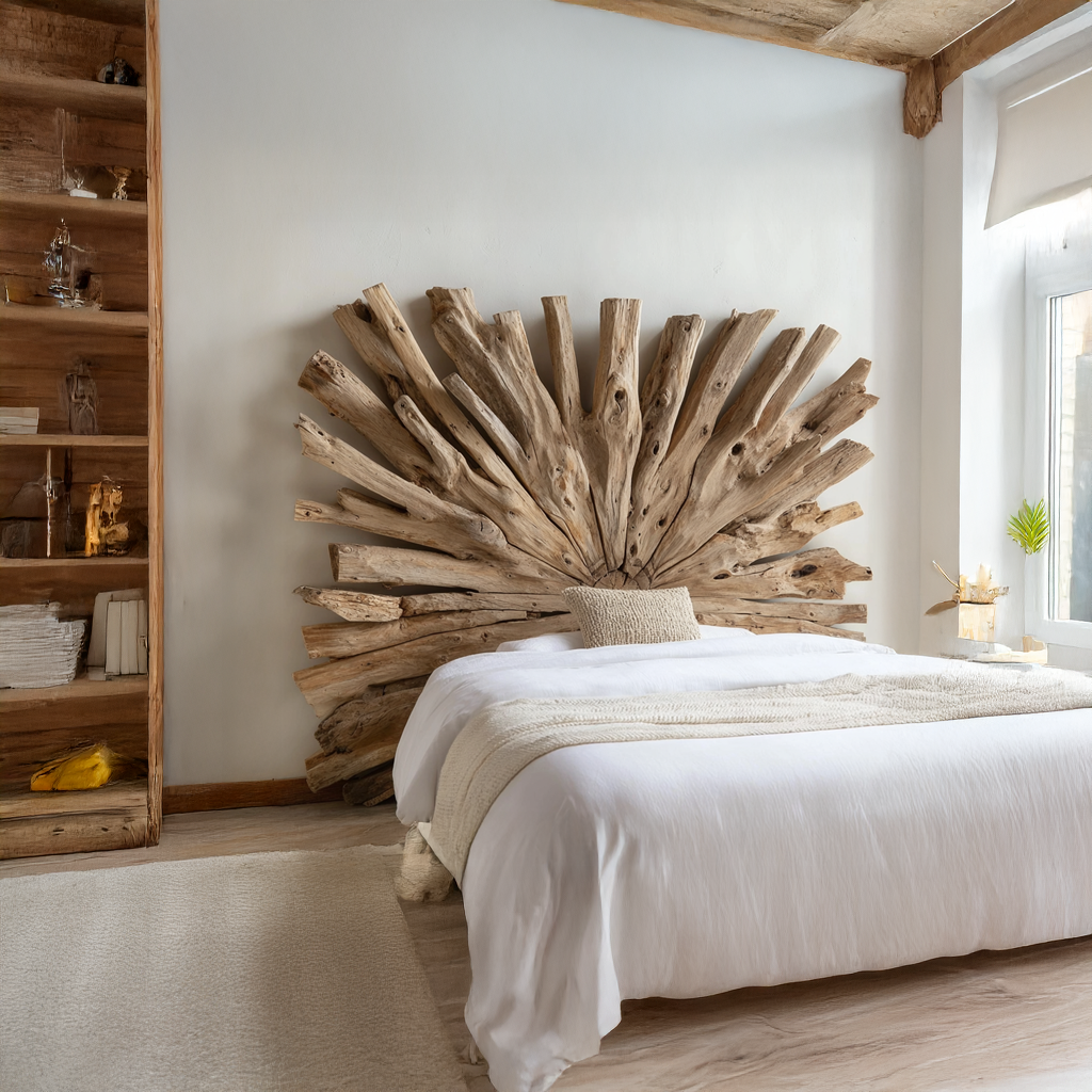 Driftwood Headboard Vintage Decor Bedroom Gift SINLSADH001