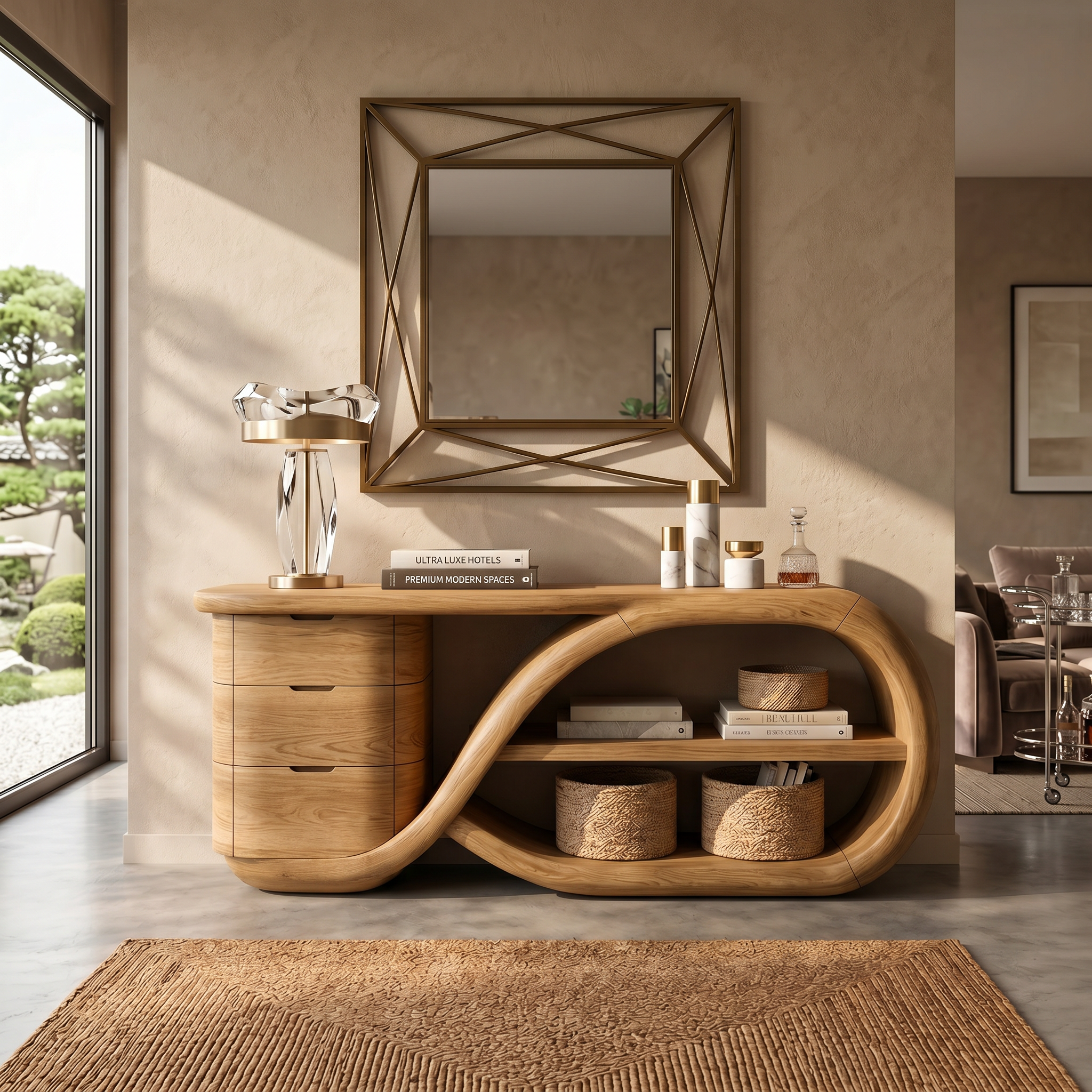 Modern Cross Base Console Table Luxury Hallway SILDTTRCS108