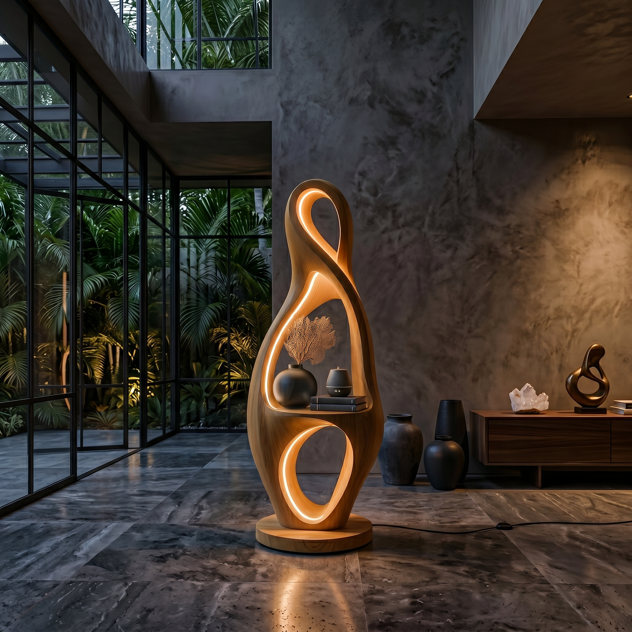 Organic Loop Lamp With Shelf For Living Room SILDTTNLAM021