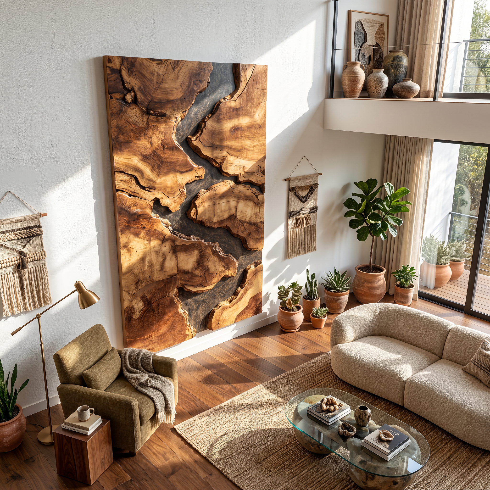 Mid Century Solid Wood Wall Sculpture For Living Room SILDTTRWA034