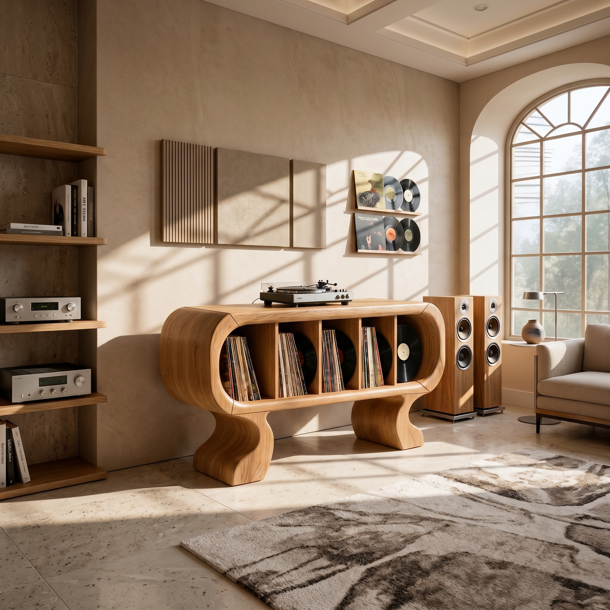Contemporary Curved Record Player Stand Luxury Suite SILDTTRRPT039