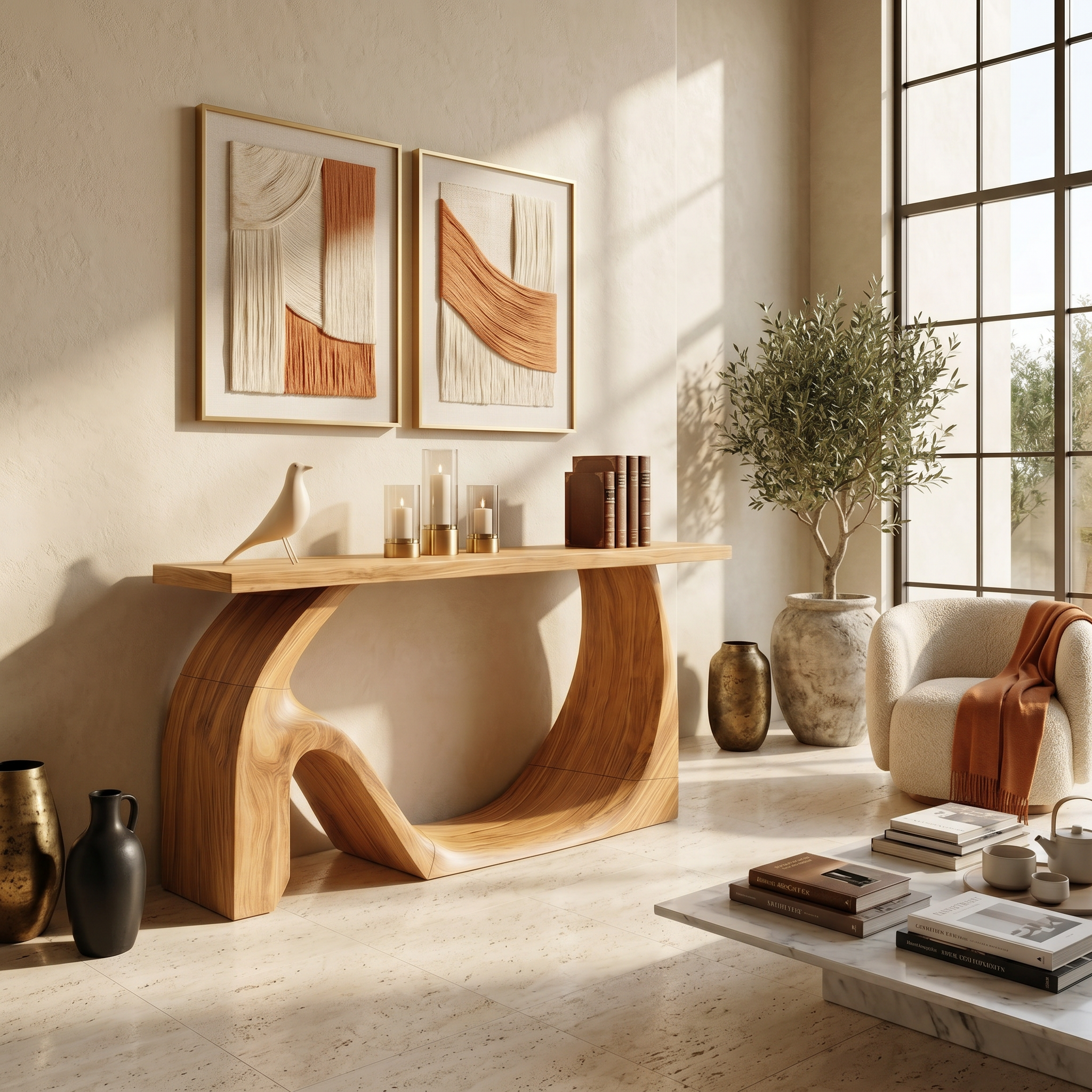 Modern Live Edge Console Table Artistic Solid Wood For Entryway Decor SILDTTNCS091