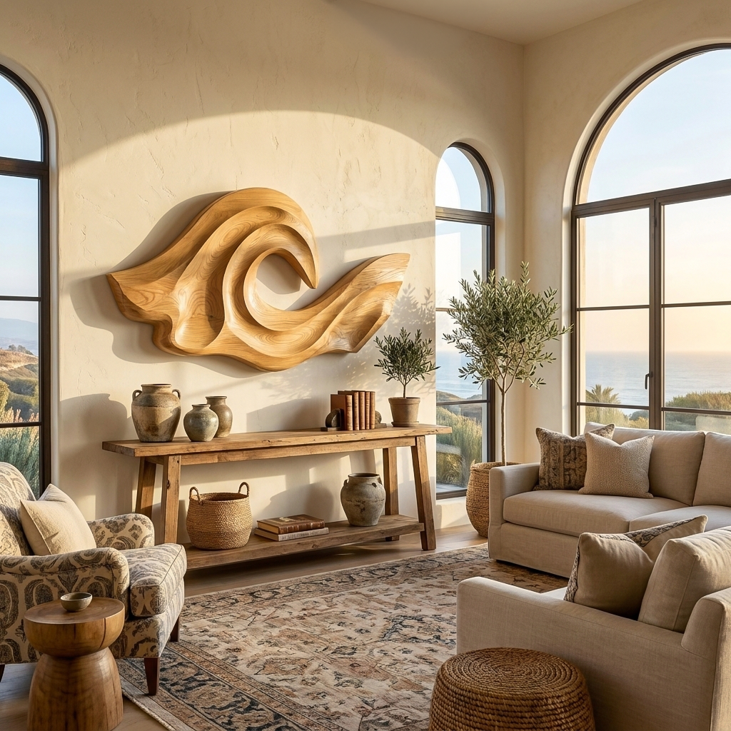 Ocean Wave Inspired Wood Wall Art For Living Room Decor RTTHTTWA138
