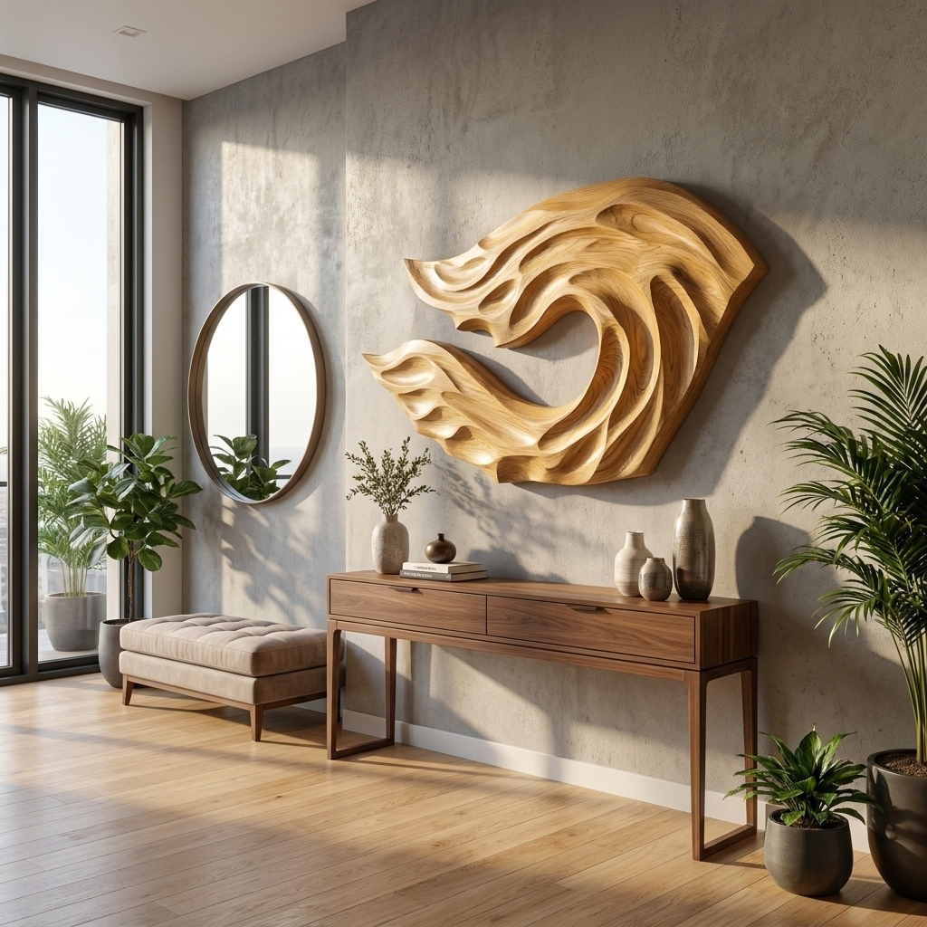 Organic Ocean Wave Wooden Wall Art For Contemporary Bedroom Wall RTTHTTWA142