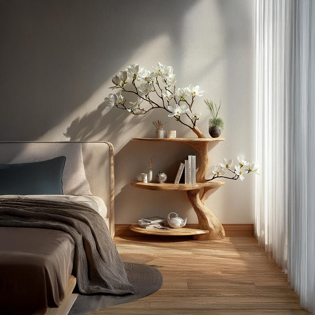 Rustic Tree Nightstand Bedroom SINLSABT007