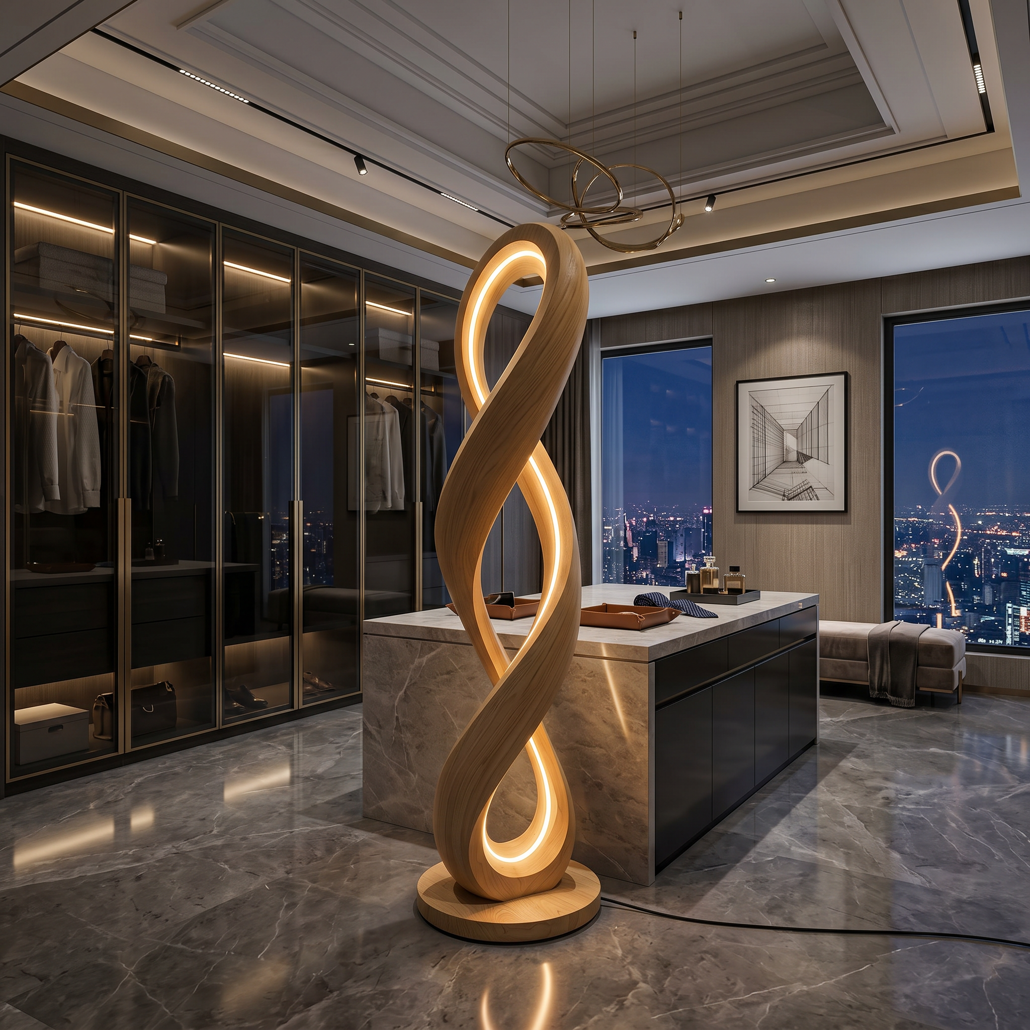 Contemporary Infinity Lamp With Table For Lounge SILDTTNLAM026