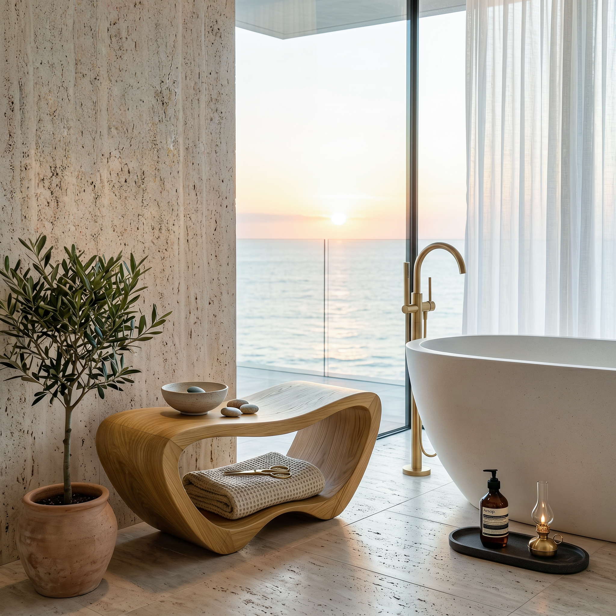 Minimalist Organic Shower Bench For Bathroom Or Spa SITHTTSB011