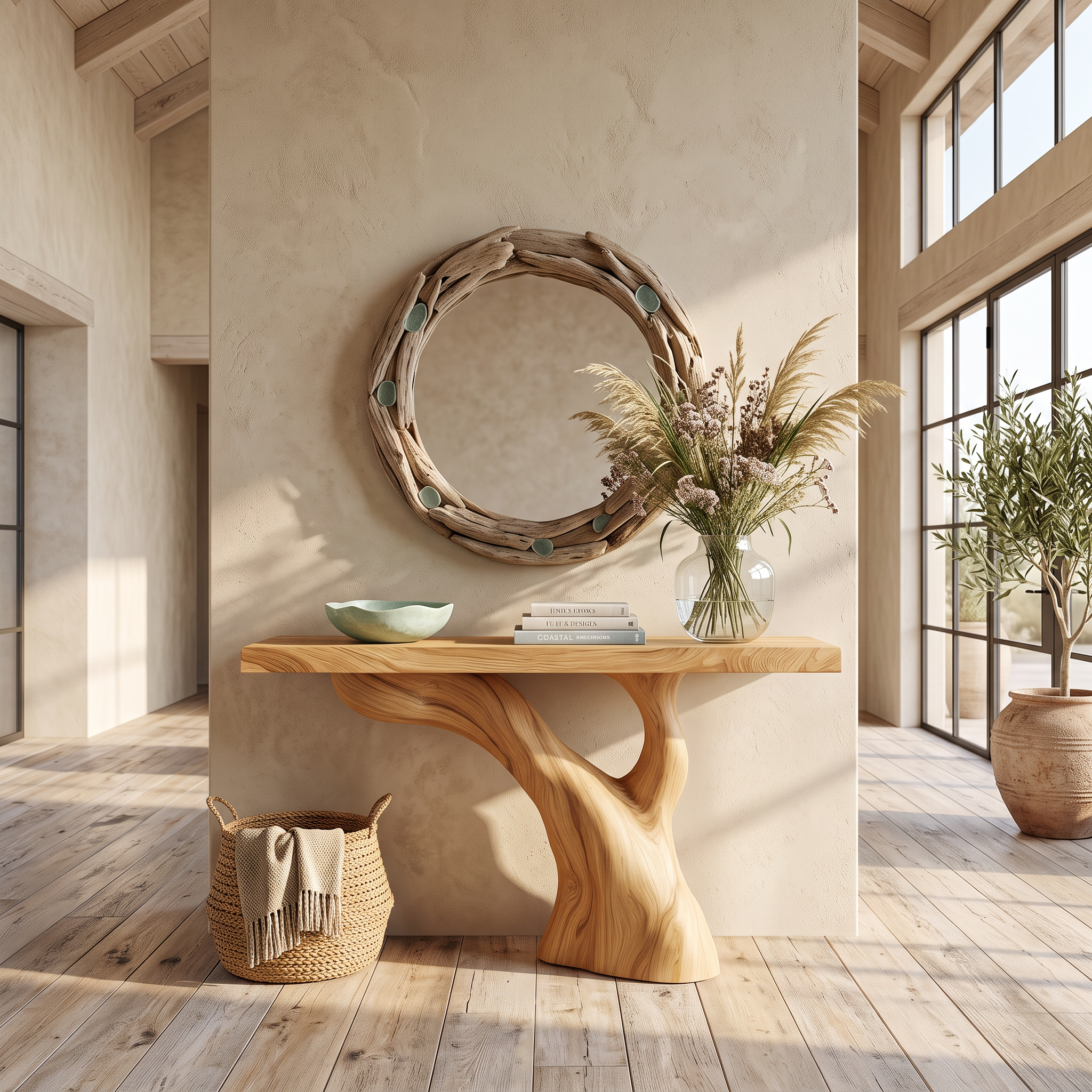 Handcrafted Live Edge Entryway Table Sculptural Solid Wood Furniture Decor SILDTTNCS075