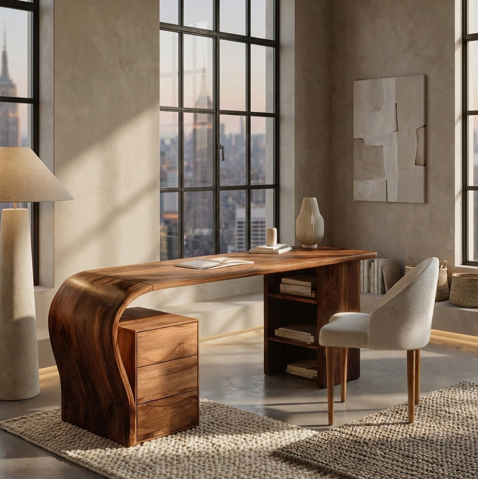 Contemporary Writing Desk With Open Shelf For Home Office RTTHHNDE100
