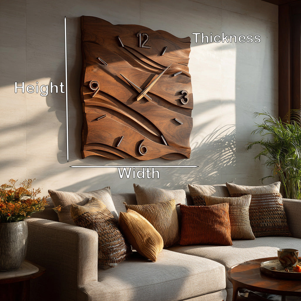 Organic Modern Wood Wave Wall Clock Decor For Living Room RTTHHNWAC019