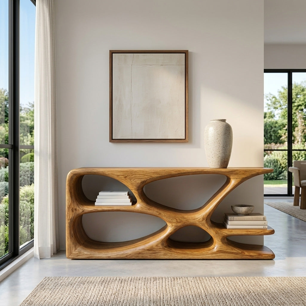 Minimalist Natural Wood Console Table For Living Space RTTHHNCS037