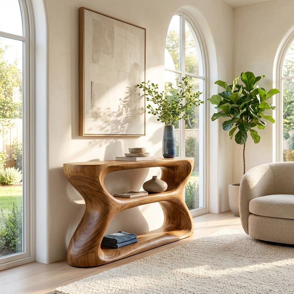 Organic Style Natural Wood Console Table For Living Room RTTHHNCS046