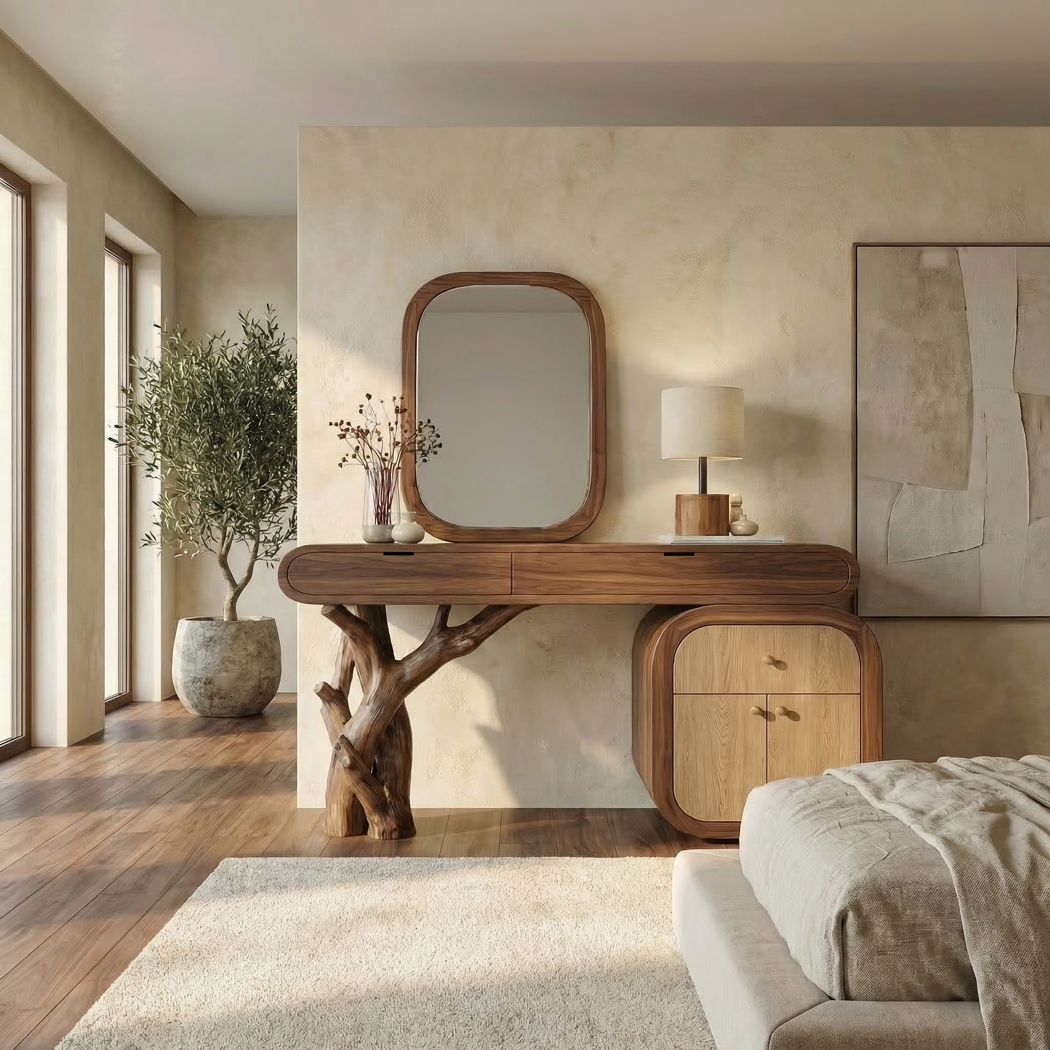 Rustic Dressing Table With Storage For Bedroom SINLSABDT049