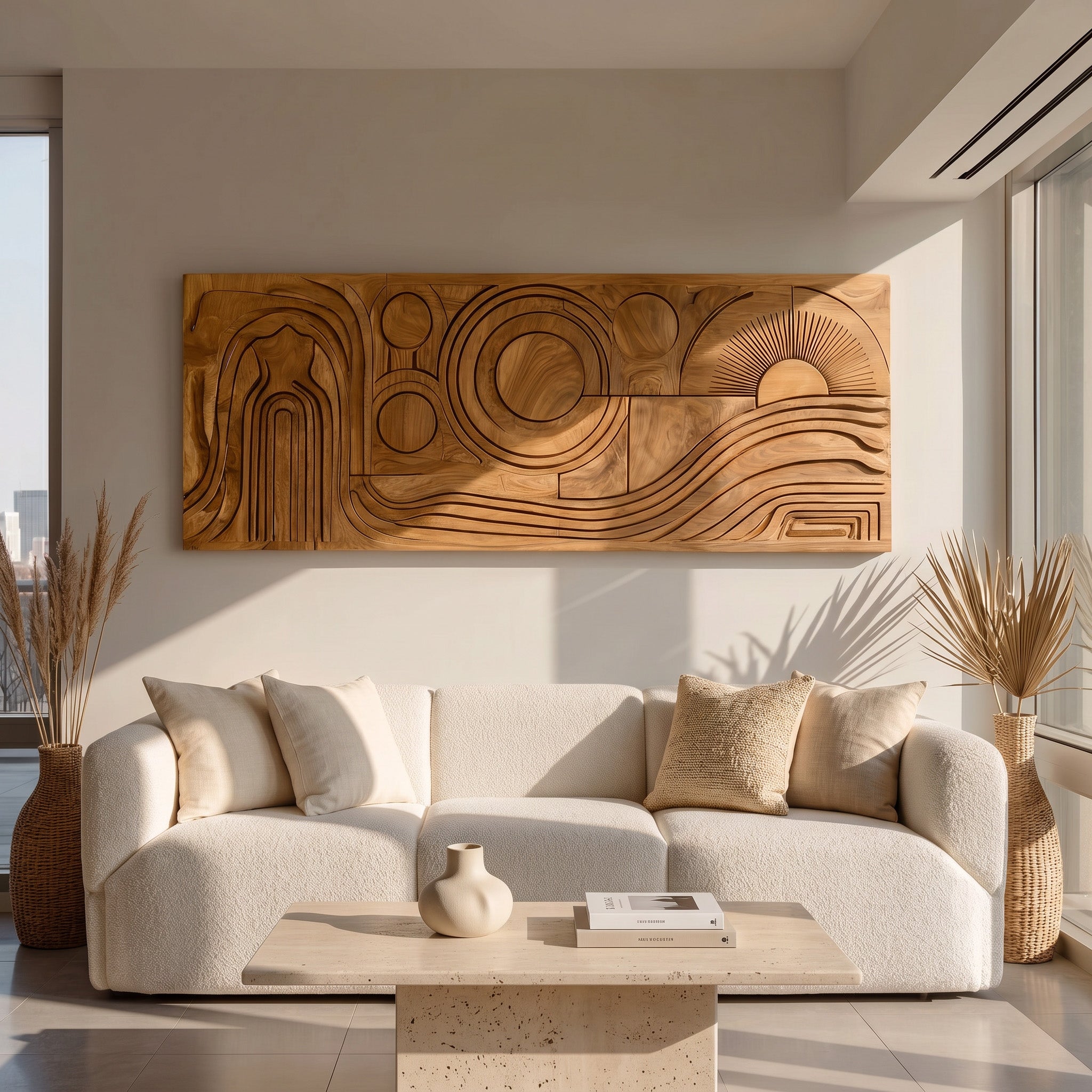 Mid Century Abstract Wood Wall Art For Living Room RTTHHNWA195