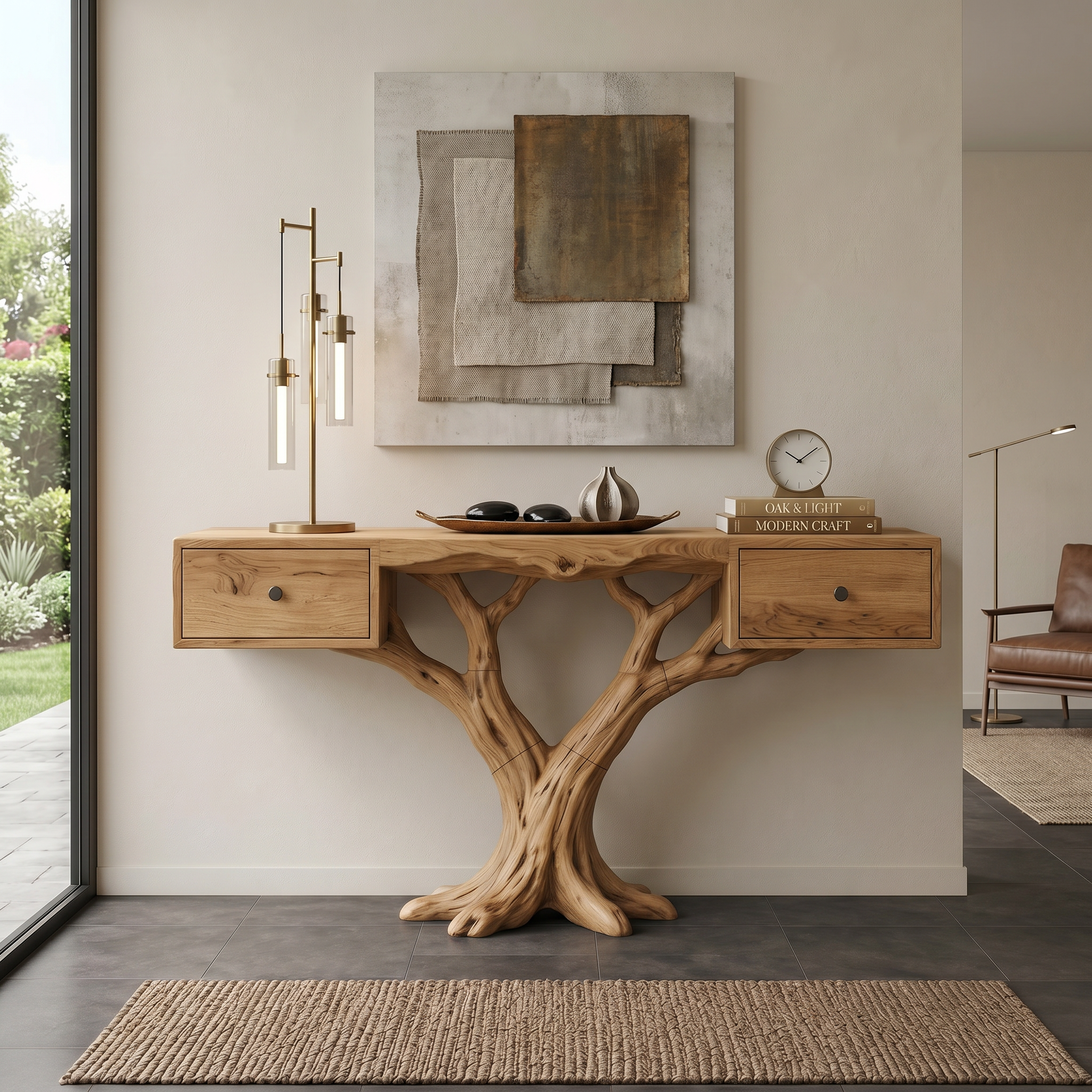 Organic Live Edge Console Table Contemporary Hallway SILDTTRCS091