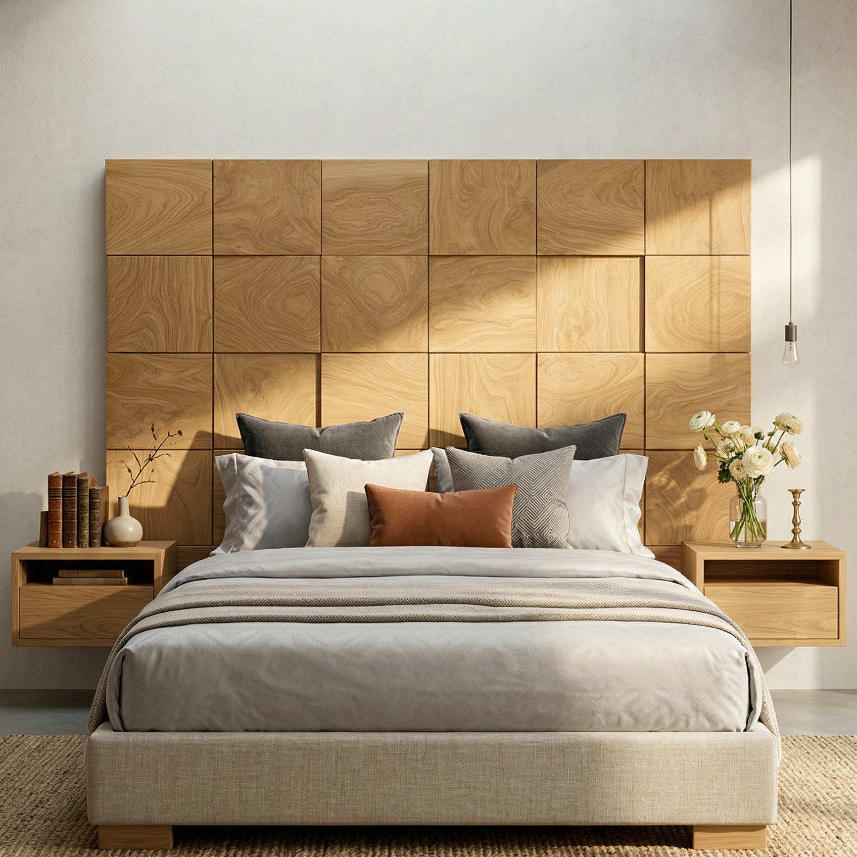 Rustic Square Panel Headboard For Modern Farmhouse Bedroom Decor SILDTTRHB004